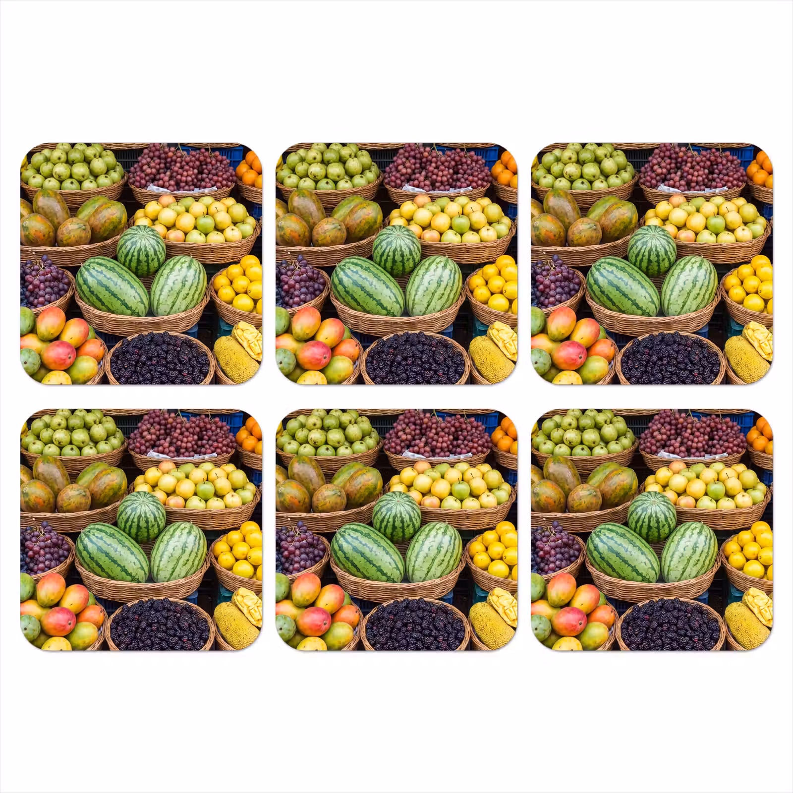 Coaster - Fruit - Market - Colorful - Fruit - Markt - Kleurrijk onderzetter kurk middel