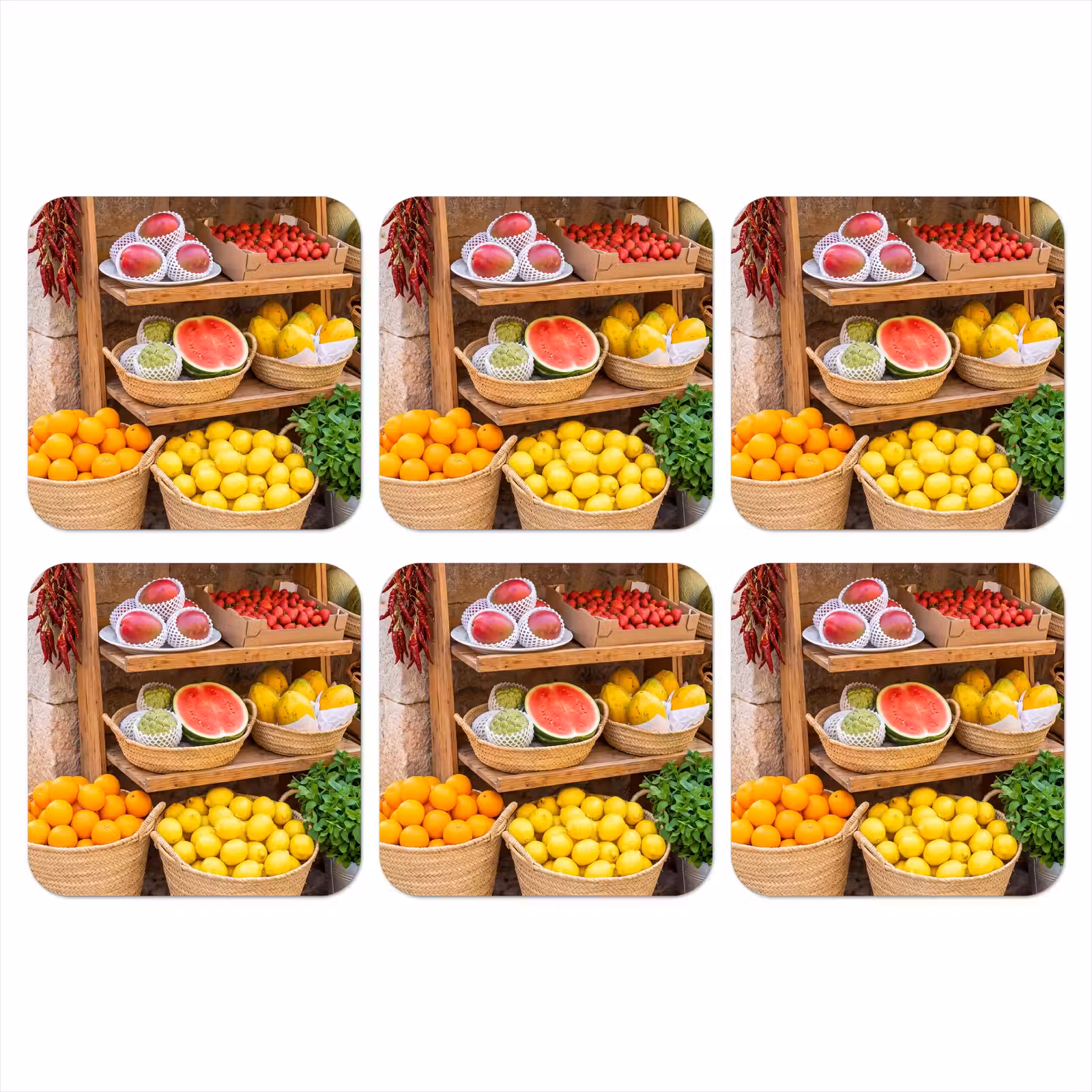 Coaster - Fruit - Market - Fresh - Fruit - Markt - Vers onderzetter kurk middel