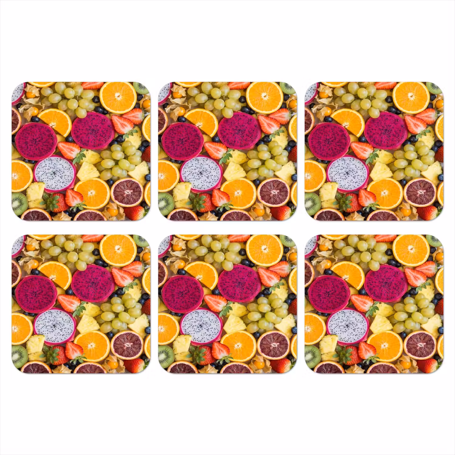 Fruit - Assortiment - Kleurrijk - Gezondheid onderzetter kurk middel -3d
