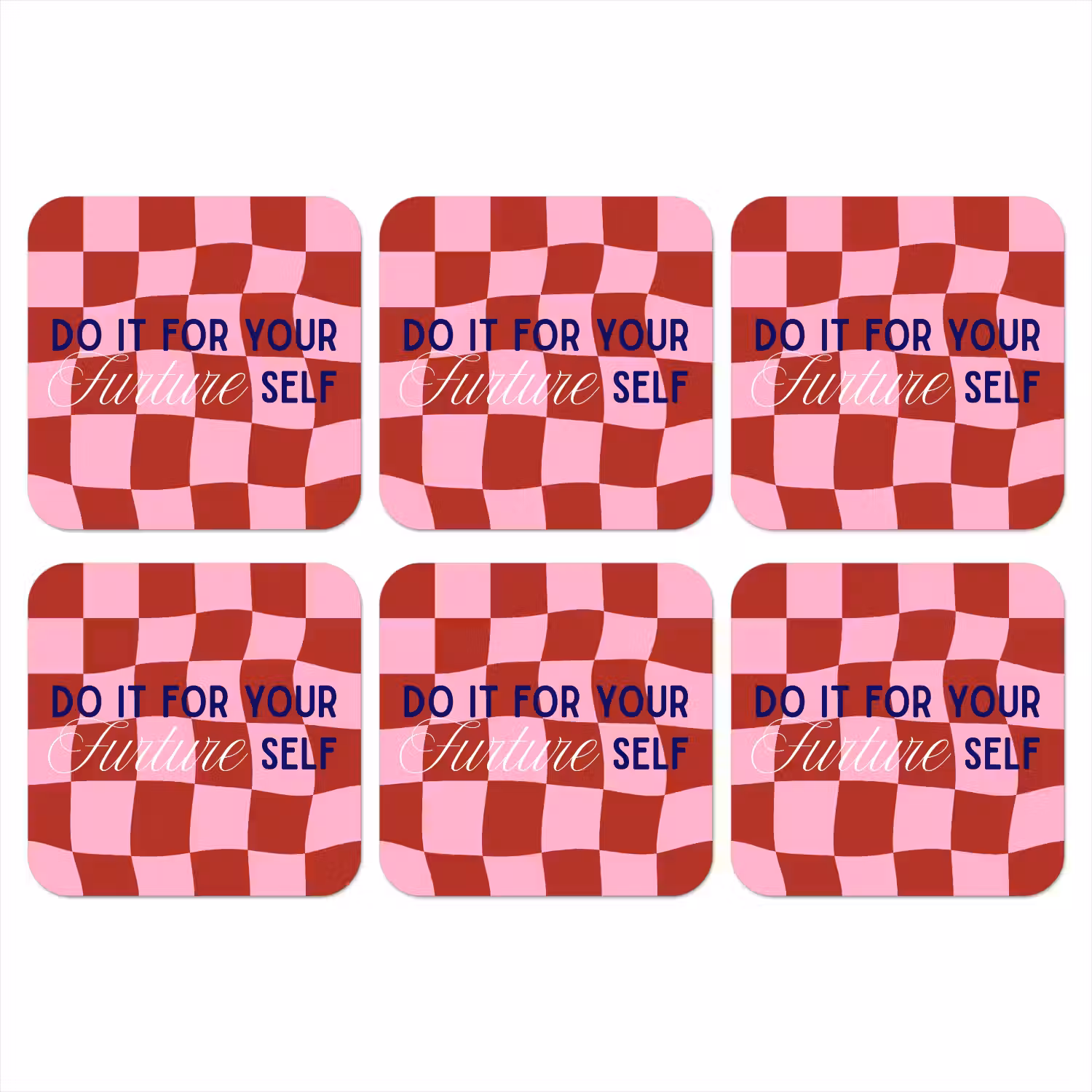 Furture - Geblokt - Rood onderzetter kurk middel -3d