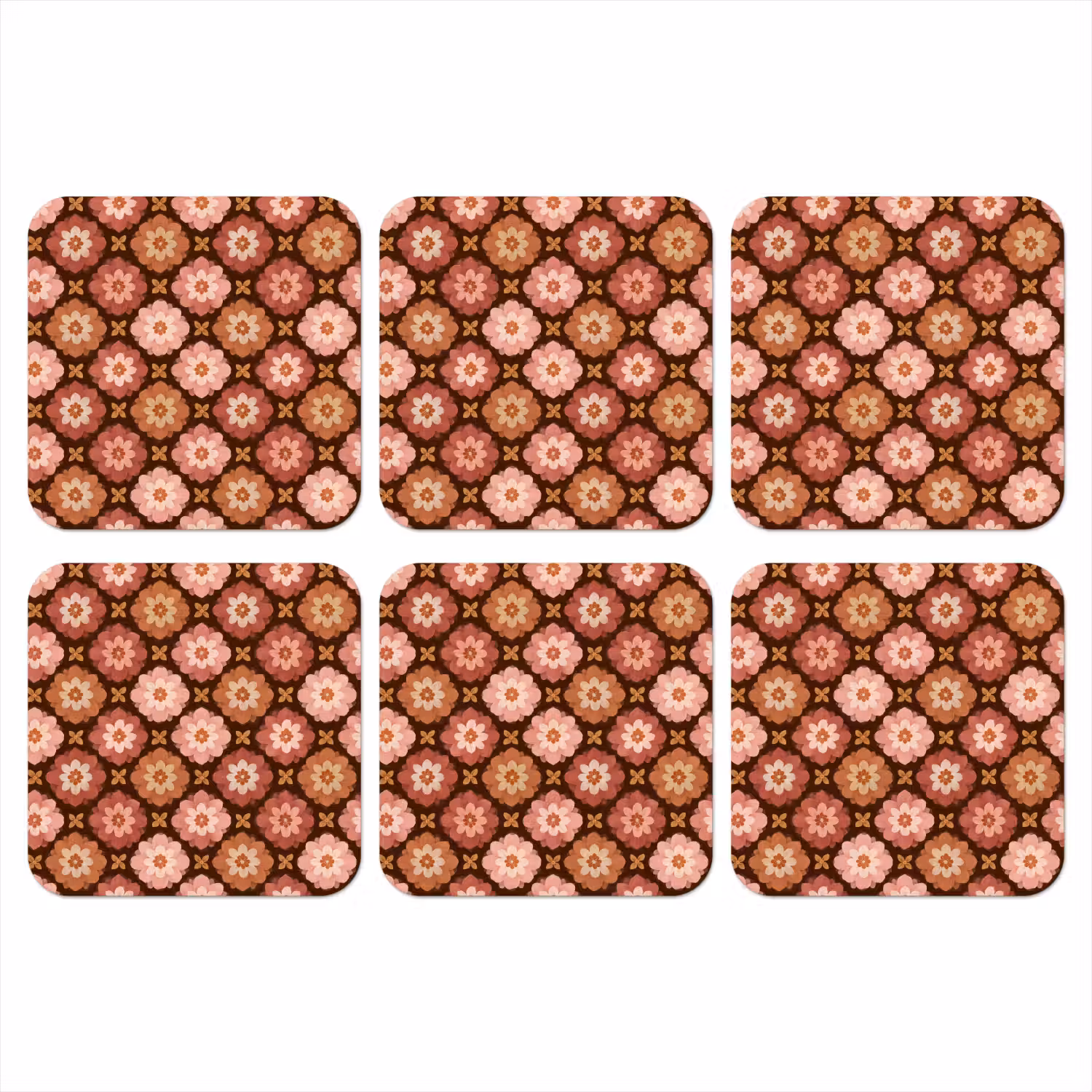 Geometrisch - Bloemen - Kleurrijk onderzetter kurk middel 366 -3d