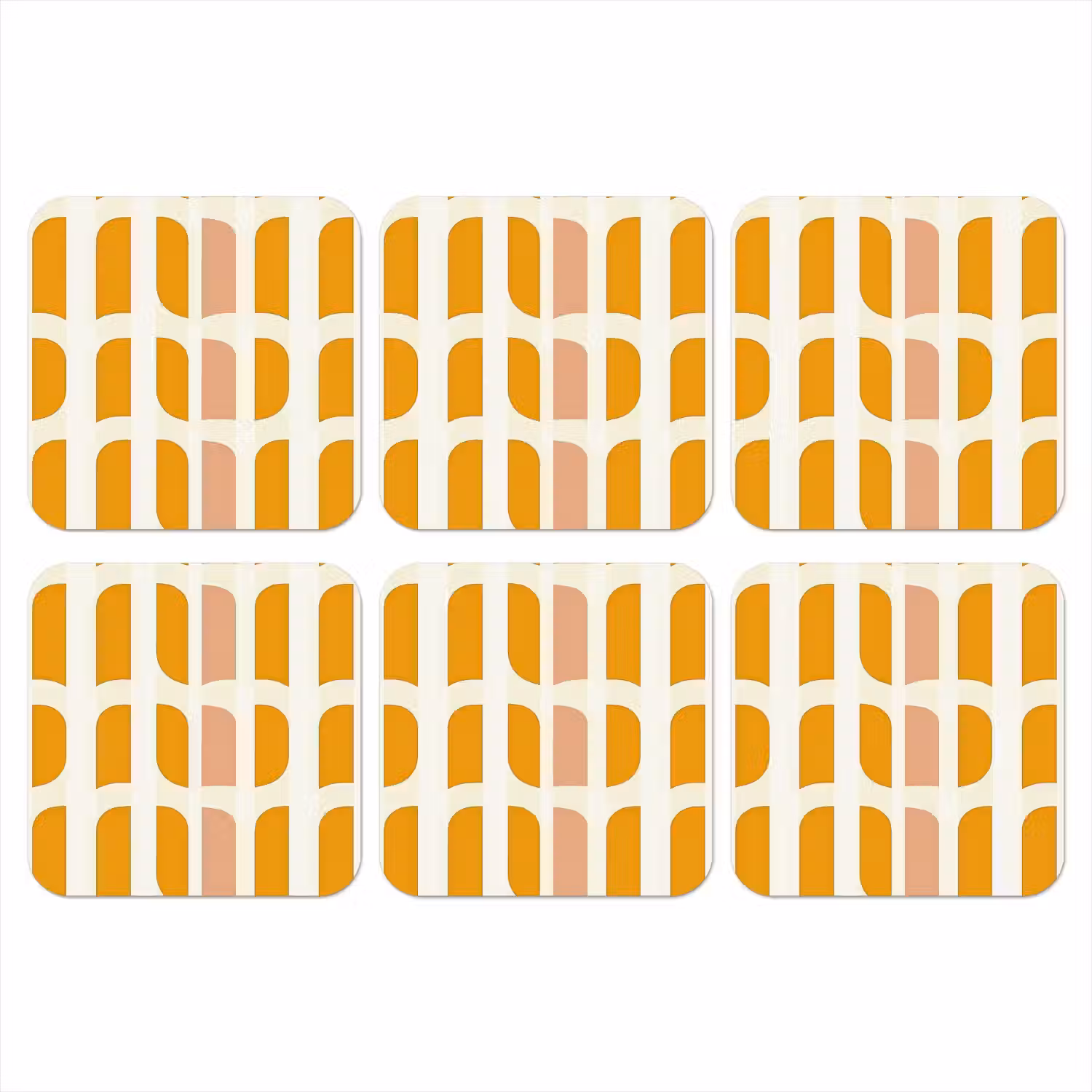 Geometrisch - Patroon - Geel - Roze onderzetter kurk middel 366 -3d