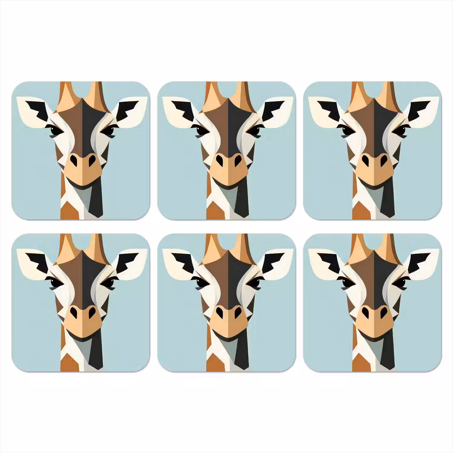 Giraffe - Illustratie - Bruin - Minimalistisch onderzetter kurk middel -3d