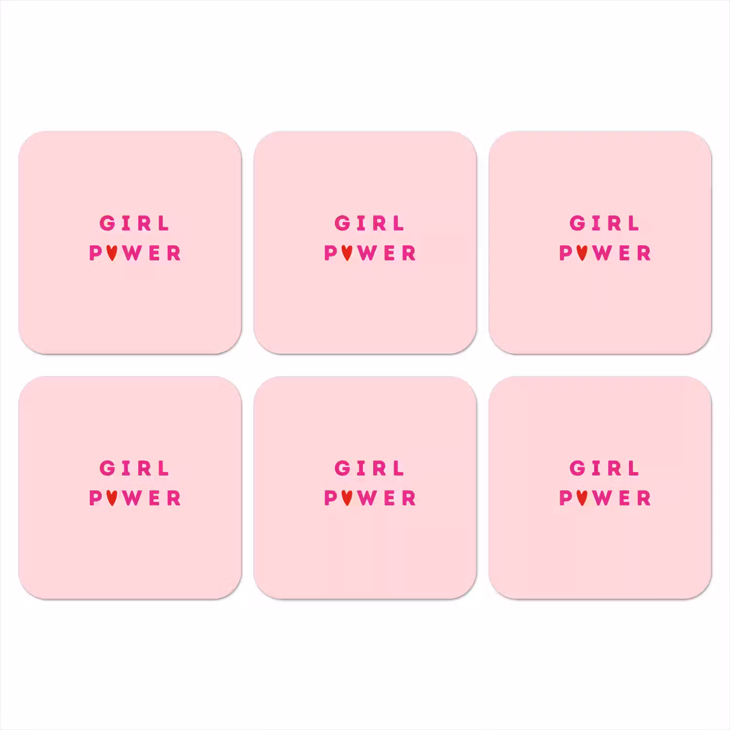 Girl power - Roze - Hartje onderzetter kurk middel -3d