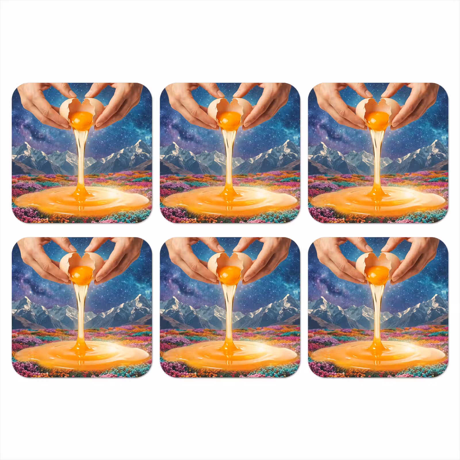 Coaster - Hands - Egg - Surrealism - Handen - Ei - Surrealisme onderzetter kurk middel