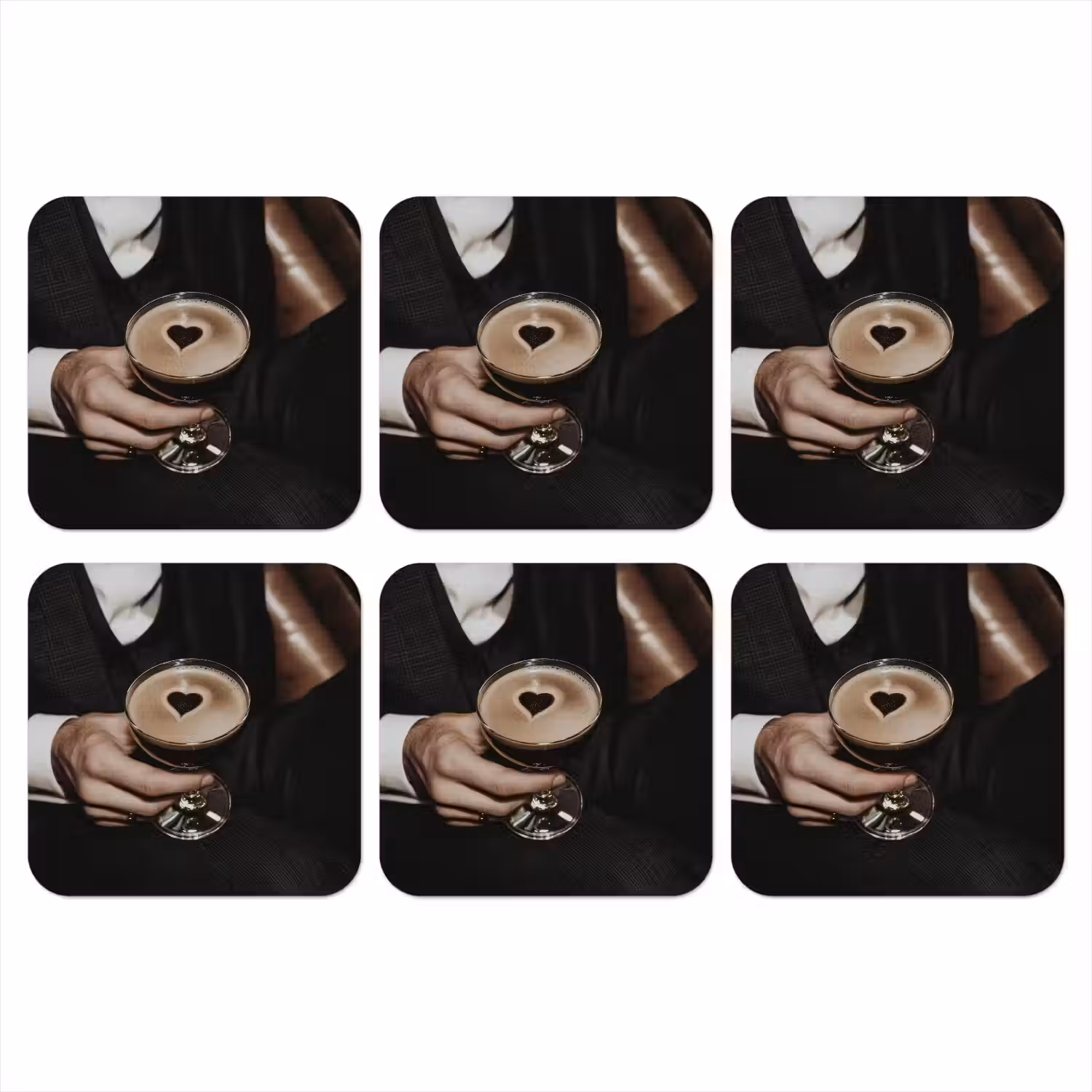 Hartje - Cocktail - Espresso Martini - Hand onderzetter kurk middel -3d