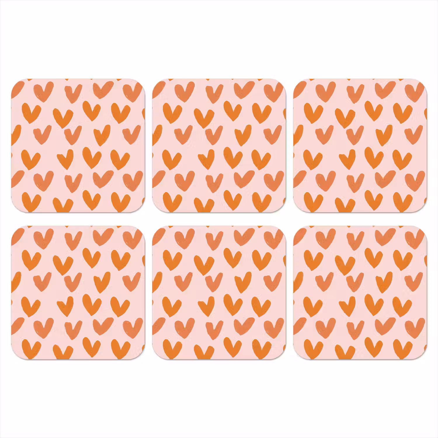 Hartjes - Getekend - Oranje onderzetter kurk middel 366 -3d