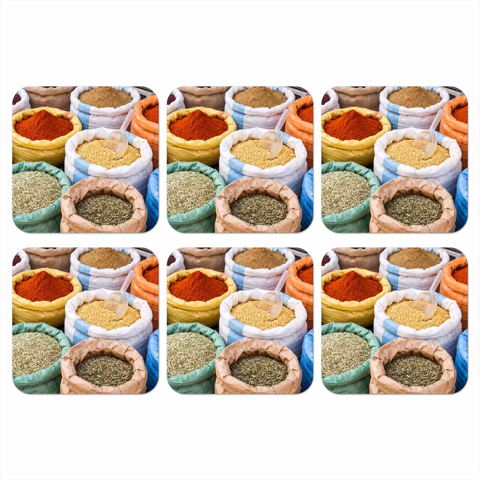 Coaster - Herbs - Bags - Market - Kruiden - Zakken - Markt onderzetter kurk middel