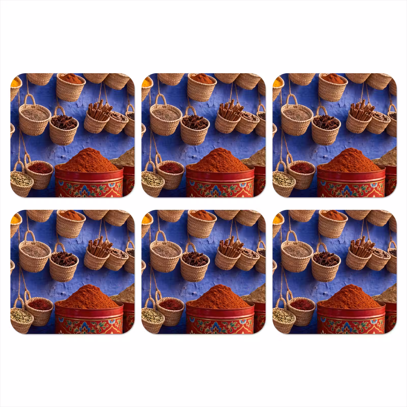 Coaster - Herbs - Baskets - Market - Kruiden - Manden - Markt onderzetter kurk middel