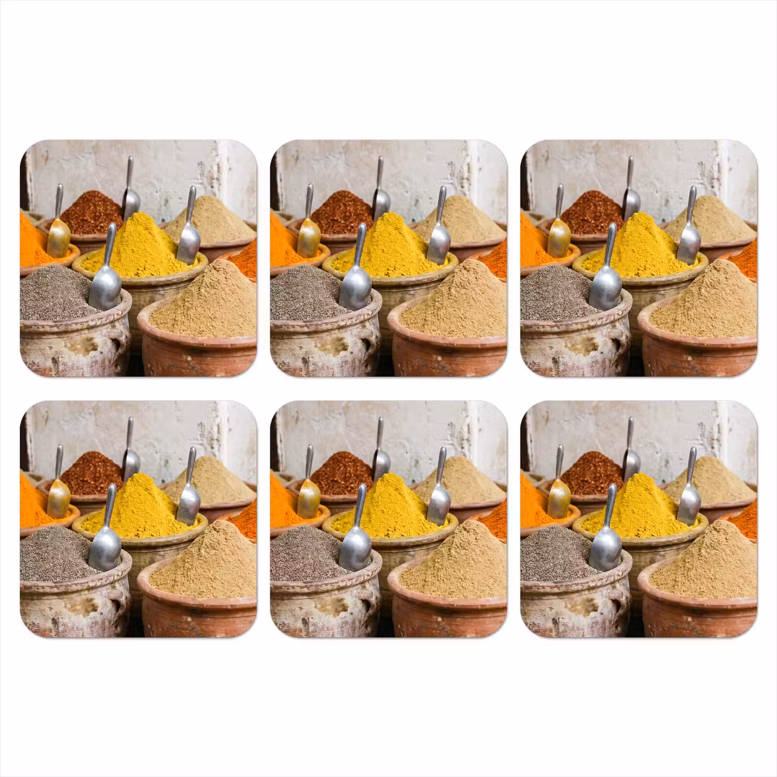 Coaster - Herbs - Jars - Asian - Kruiden - Potten - Oosters onderzetter kurk middel