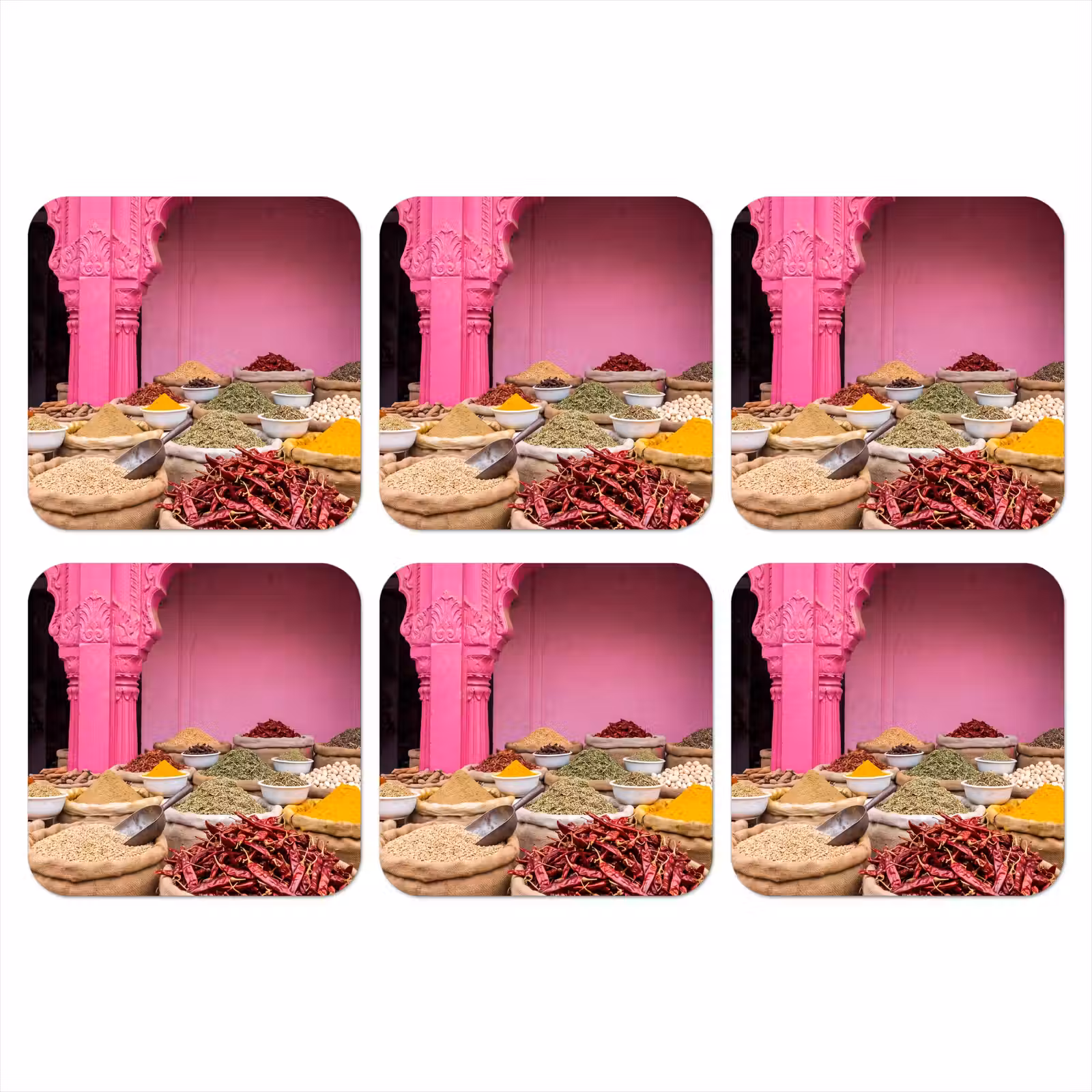 Coaster - Herbs - Market - Pink - Kruiden - Markt - Roze onderzetter kurk middel