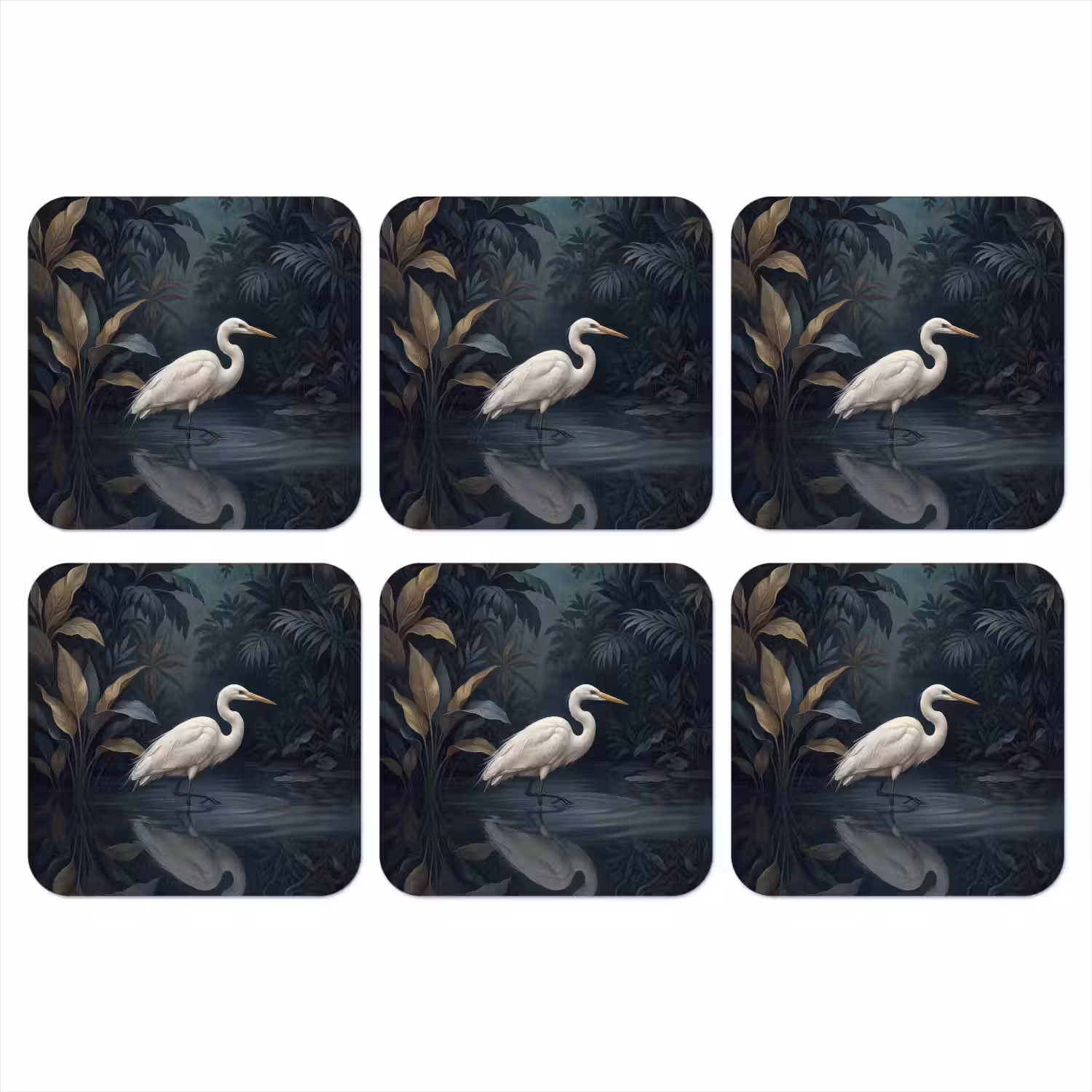 Reiger - Water - Natuur - Modern - Wit onderzetter kurk middel -3d