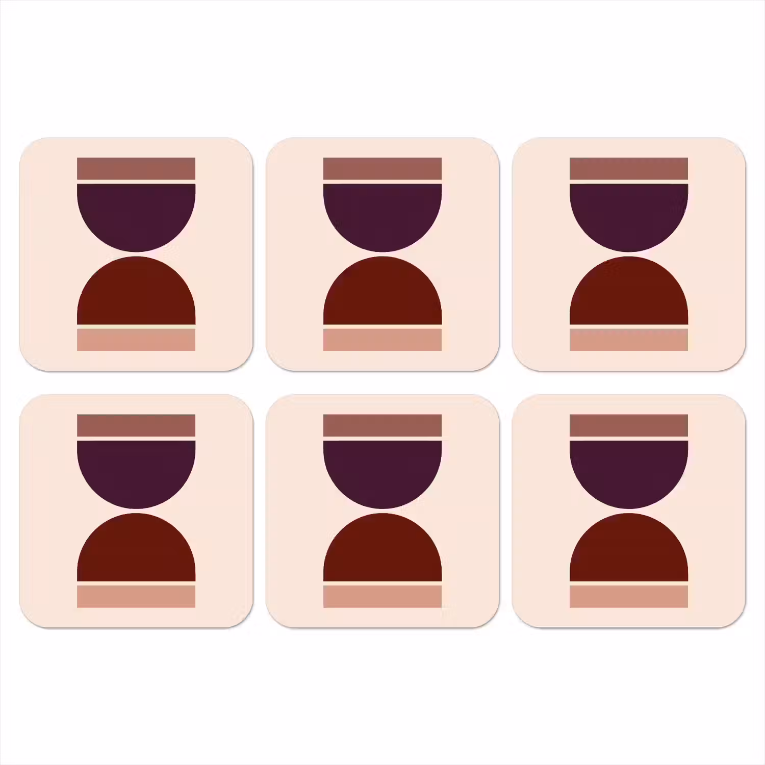 Zandloper - Symmetrisch - Rood - Paars onderzetter kurk middel -3d