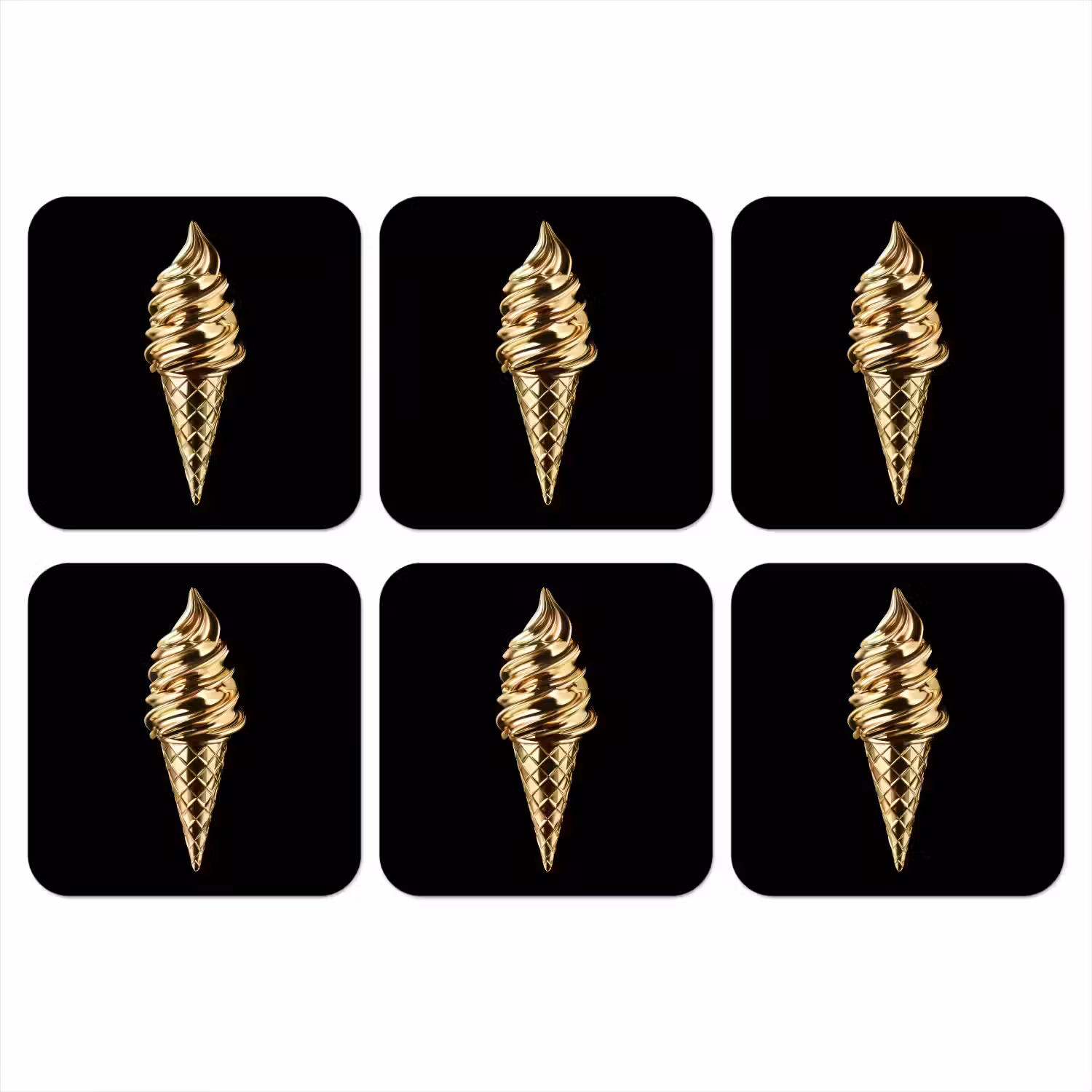 Ijs - Goud - Zwart - Eten onderzetter kurk middel -3d