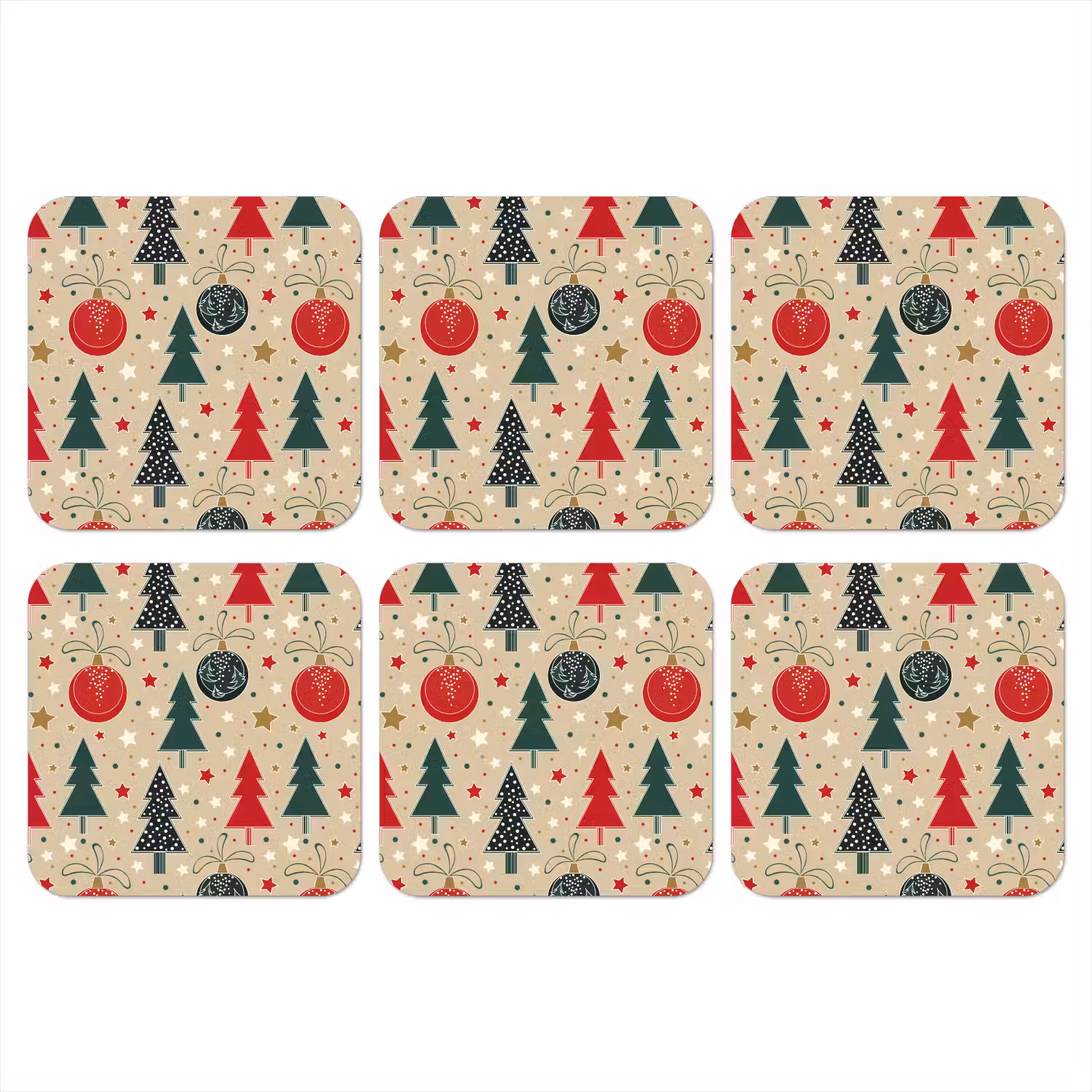 Illustratie - Kerst - Sterren onderzetter kurk middel 366 -3d