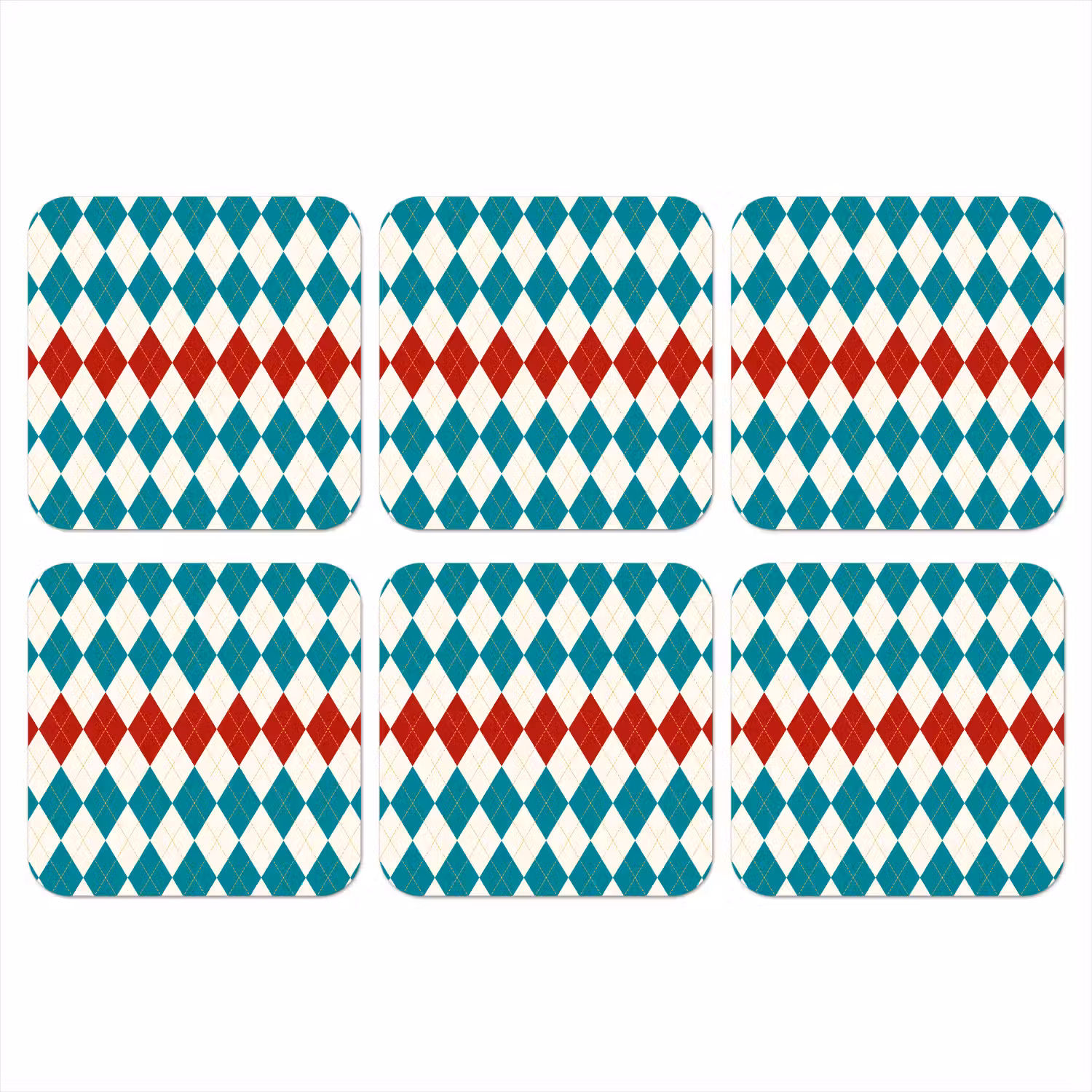 Illustratie - Ruiten - Rood - Groen onderzetter kurk middel 366 -3d