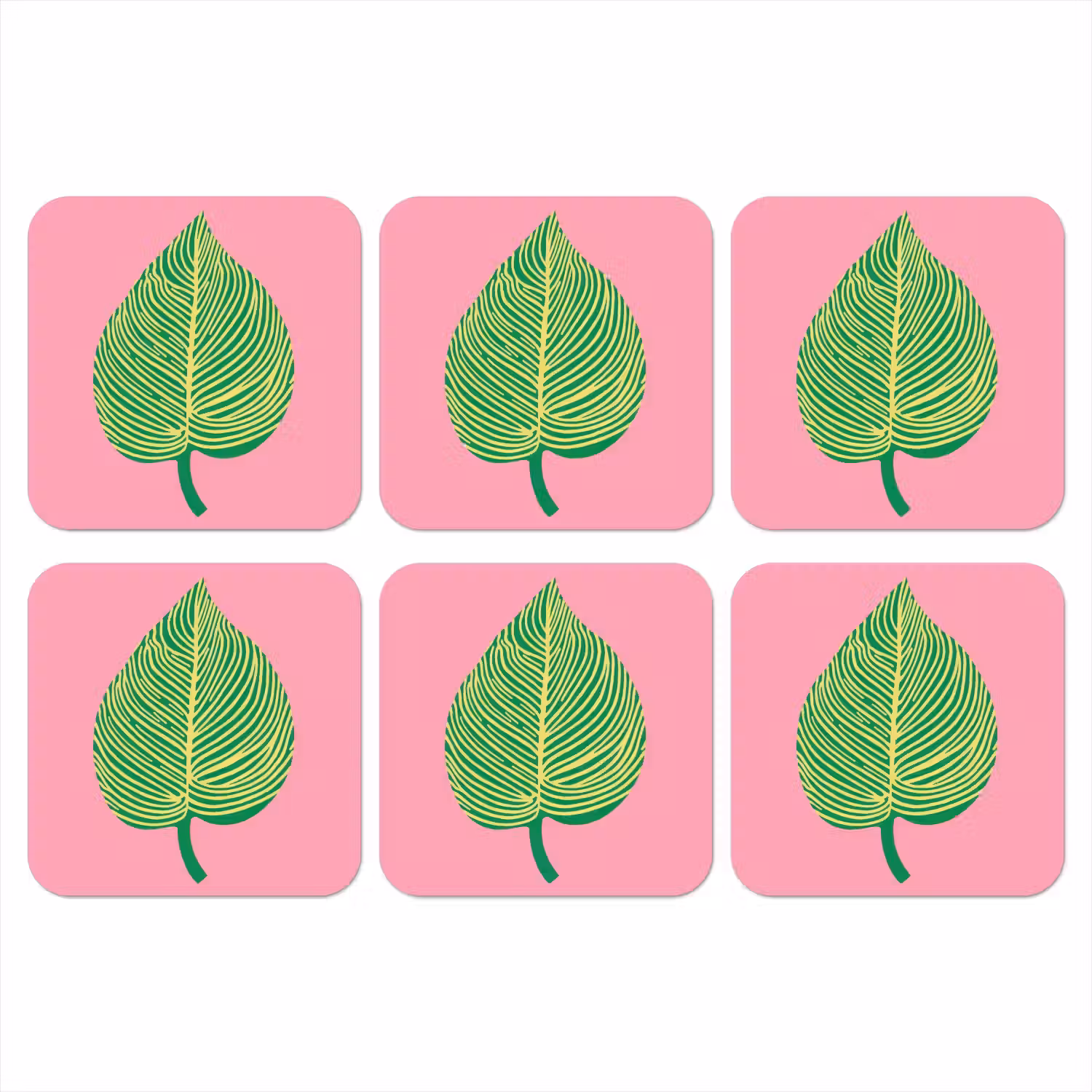 Illustratie - Blad - Minimalistisch - Groen onderzetter kurk middel -3d