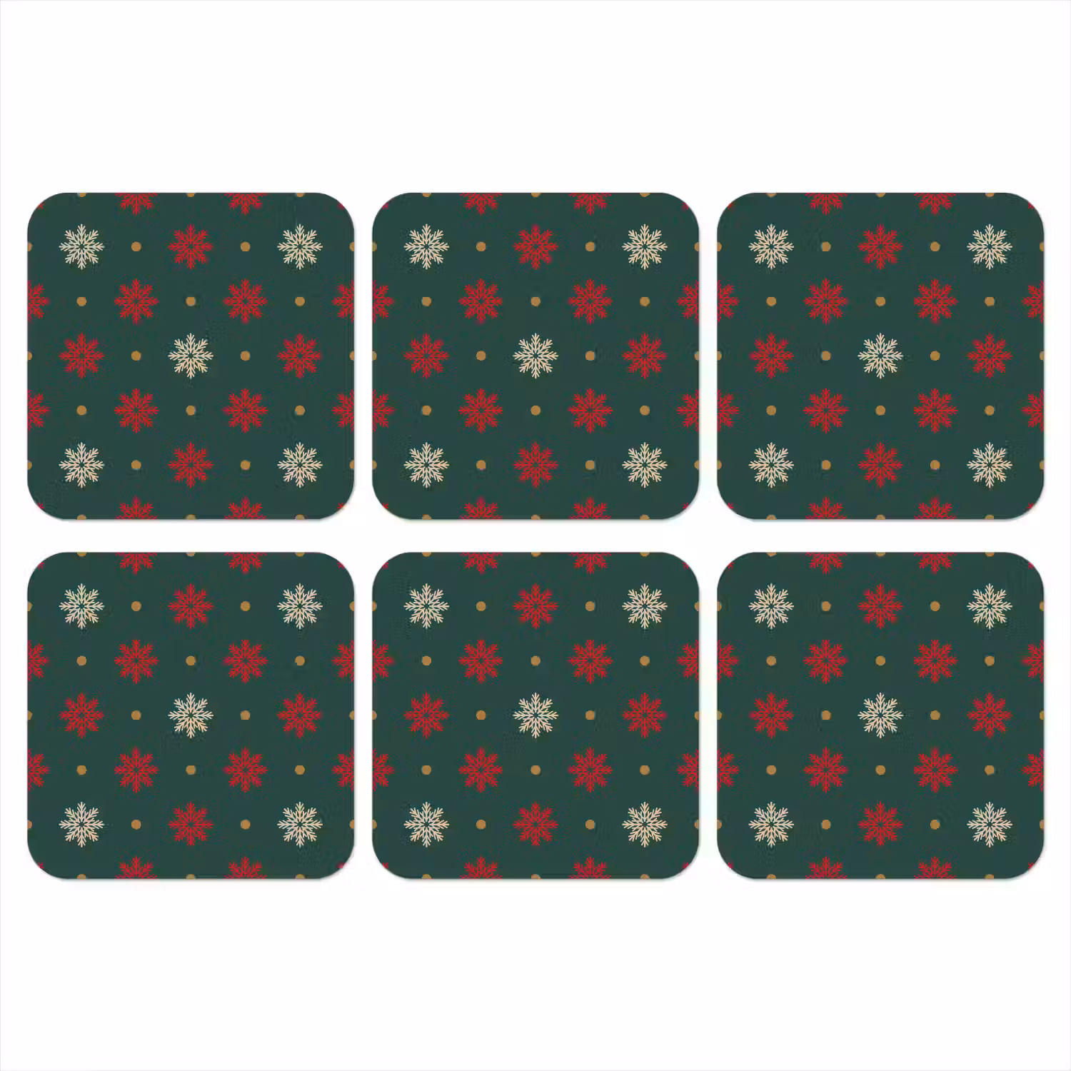 Illustratie - Sneeuwvlokken - Groen onderzetter kurk middel 366 -3d