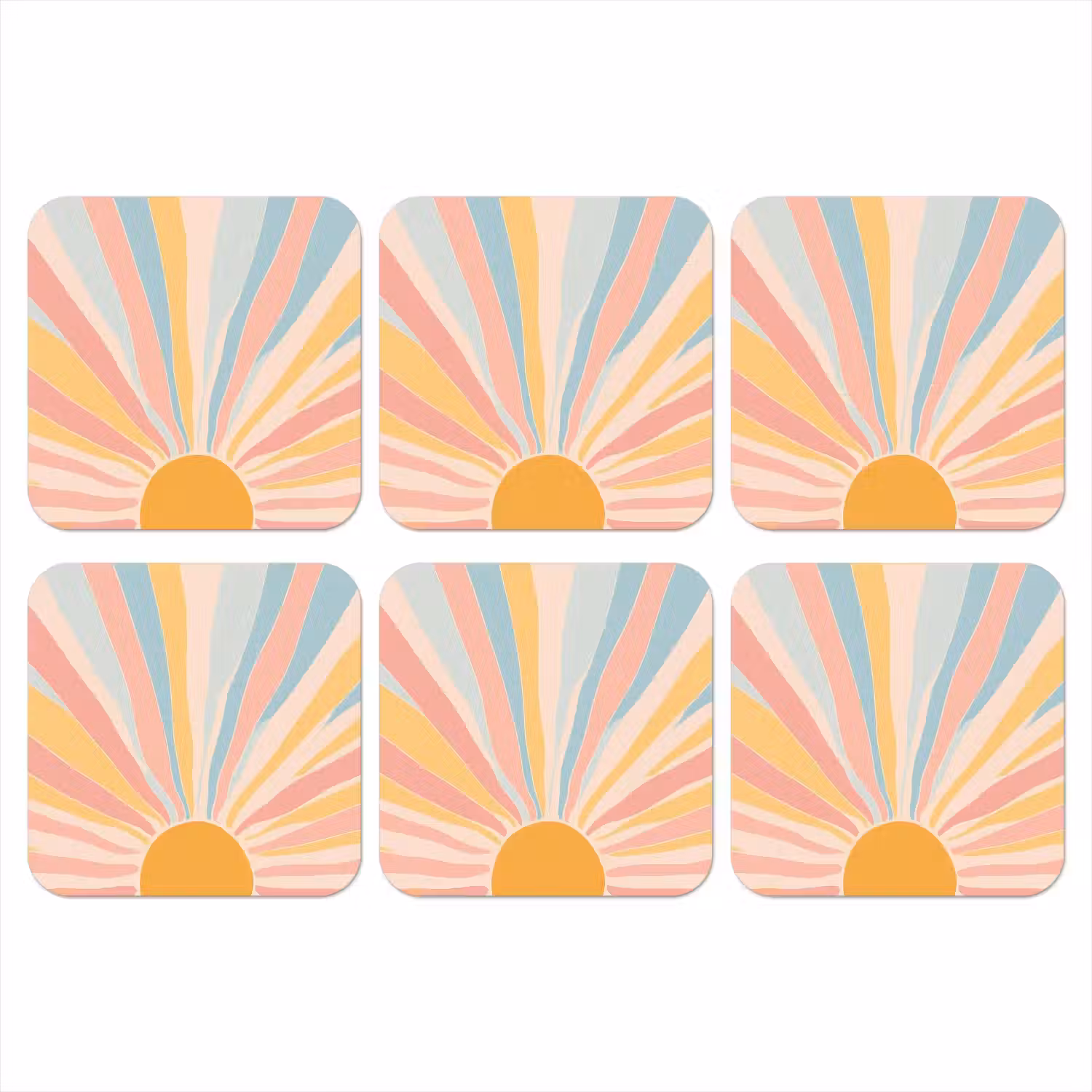Illustratie - Zon - Pastelkleuren onderzetter kurk middel -3d