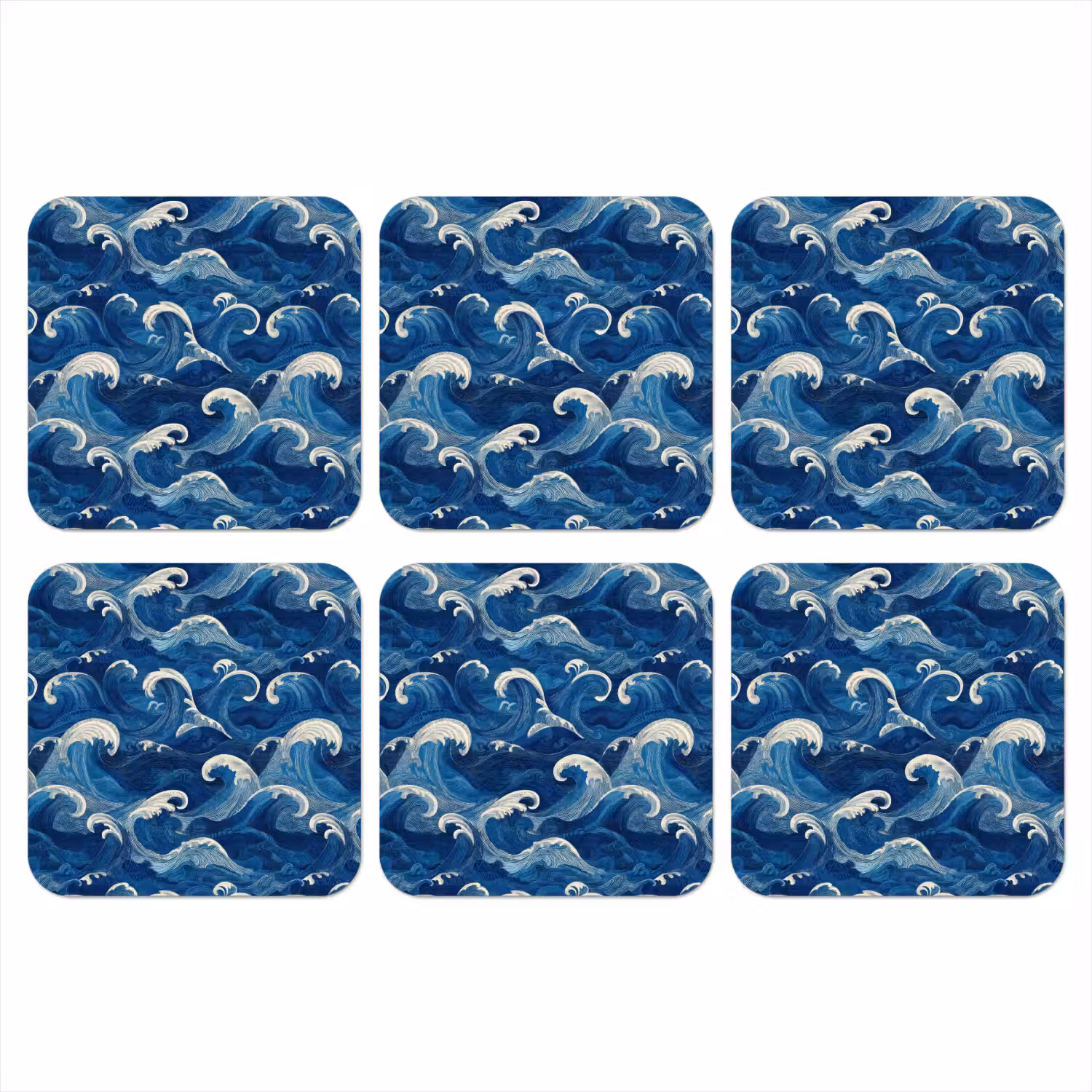 Japans - Oceaan - Golven - Blauw onderzetter kurk middel 366 -3d