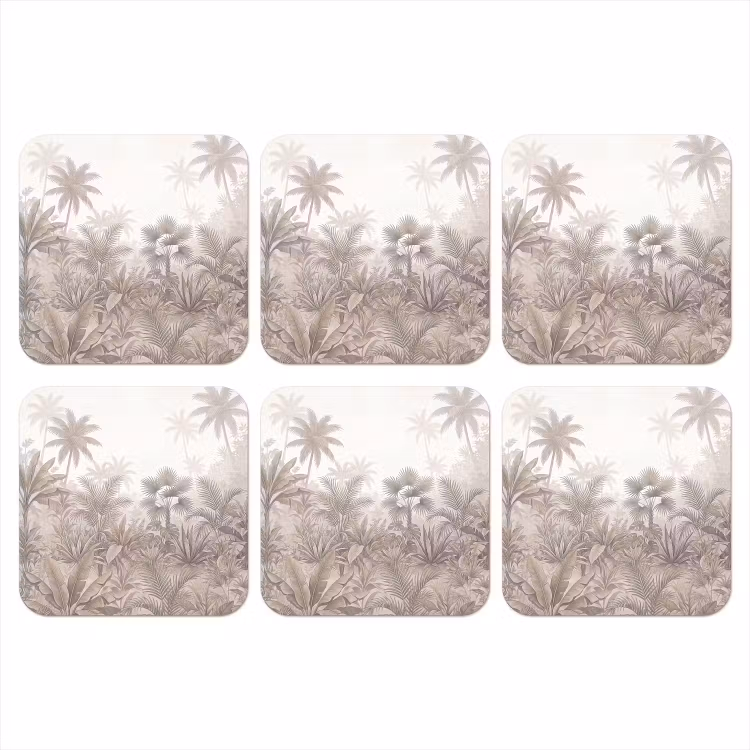Jungle - Tropisch - Natuur -Vintage - Beige onderzetter kurk middel -3d