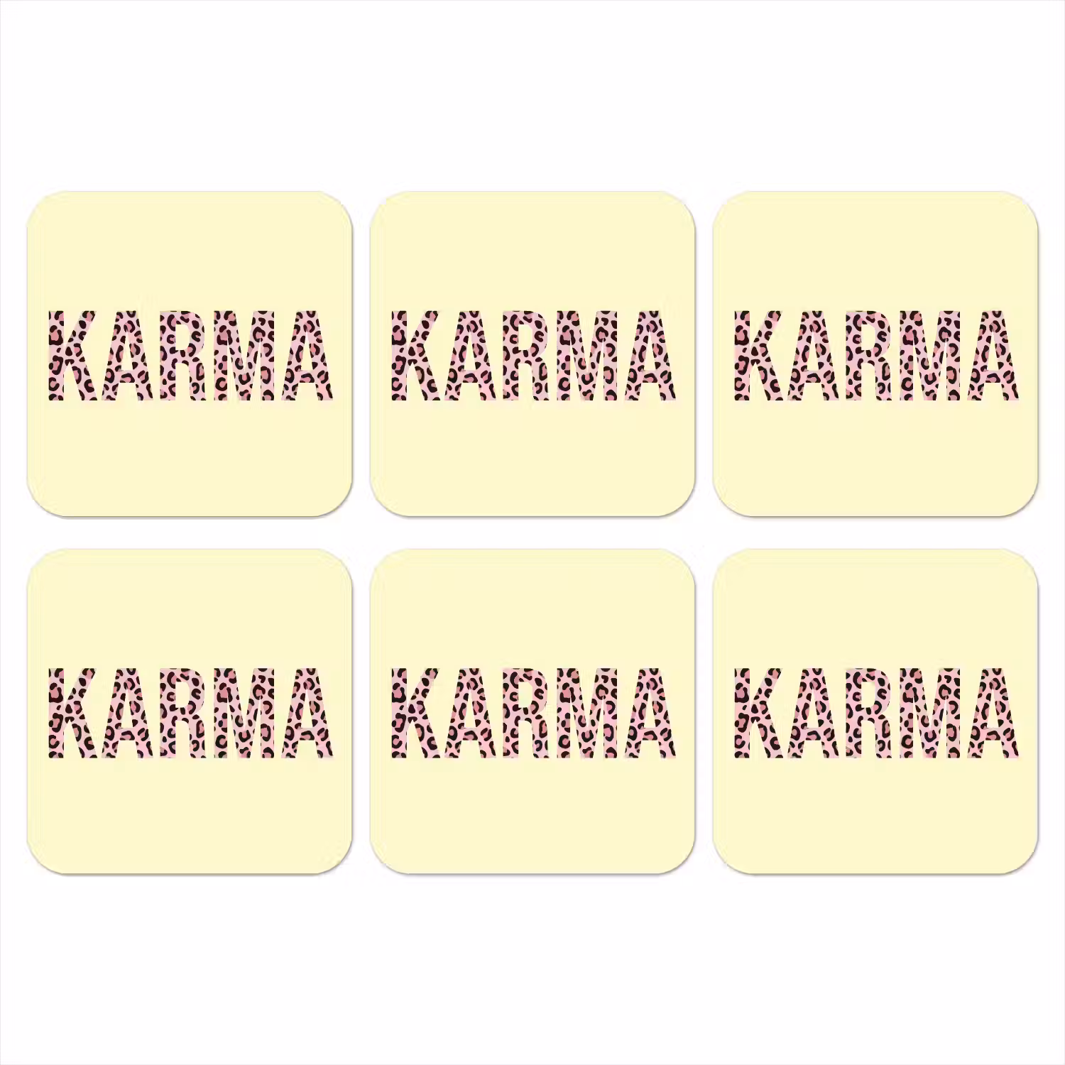 Karma - Luipaardprint - Geel onderzetter kurk middel -3d