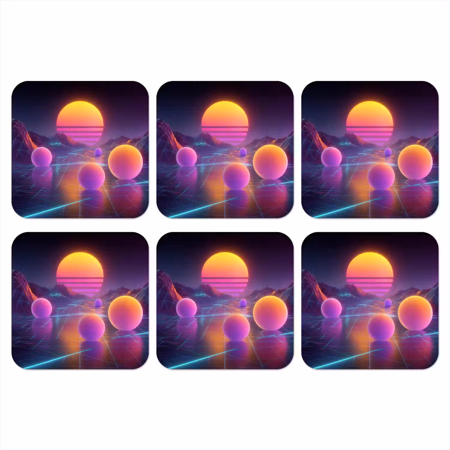 Landschap - Bergen - Bollen - Licht onderzetter kurk middel -3d