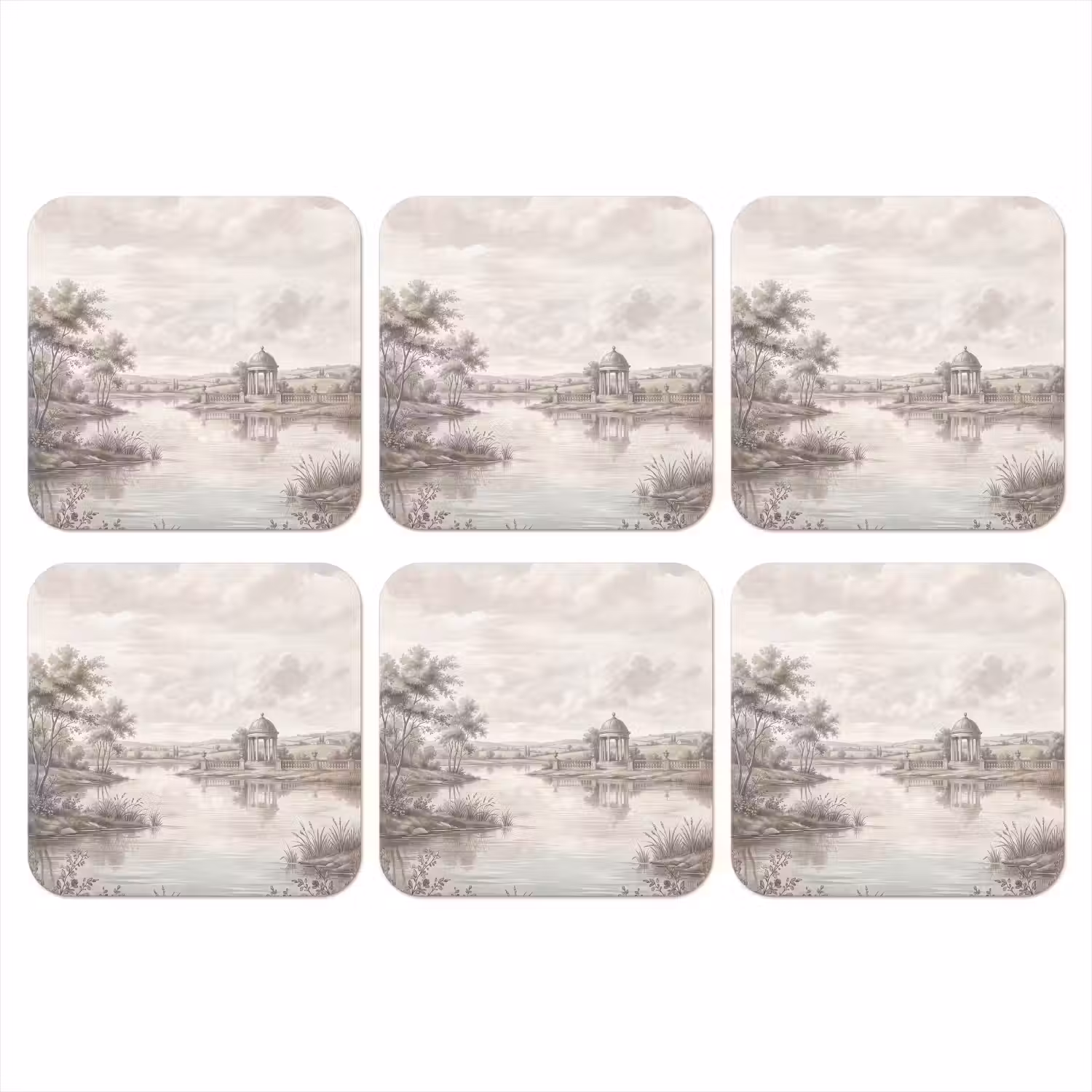 Landschap - Water - Natuur - Sepia onderzetter kurk middel -3d