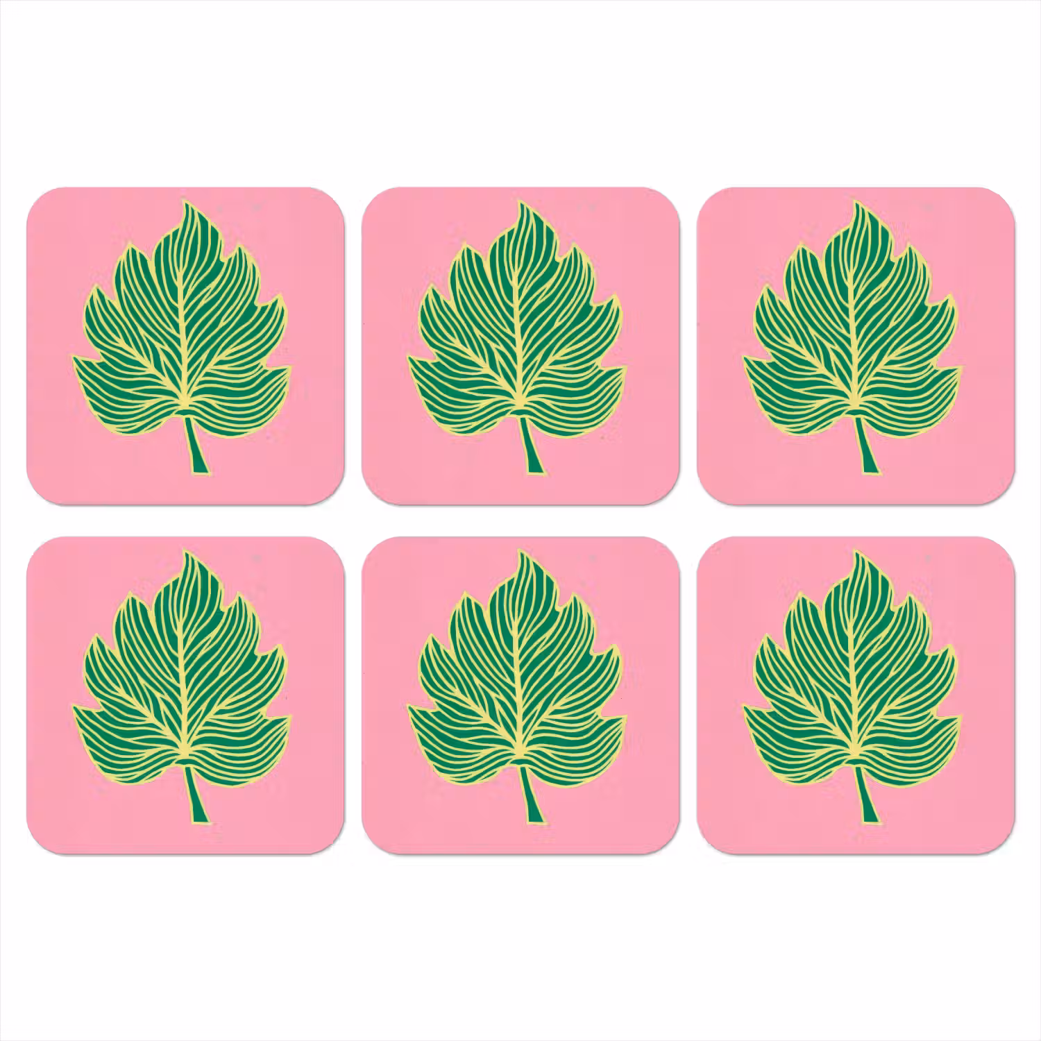 Blad - Groen - Illustratie - Minimalistisch onderzetter kurk middel -3d