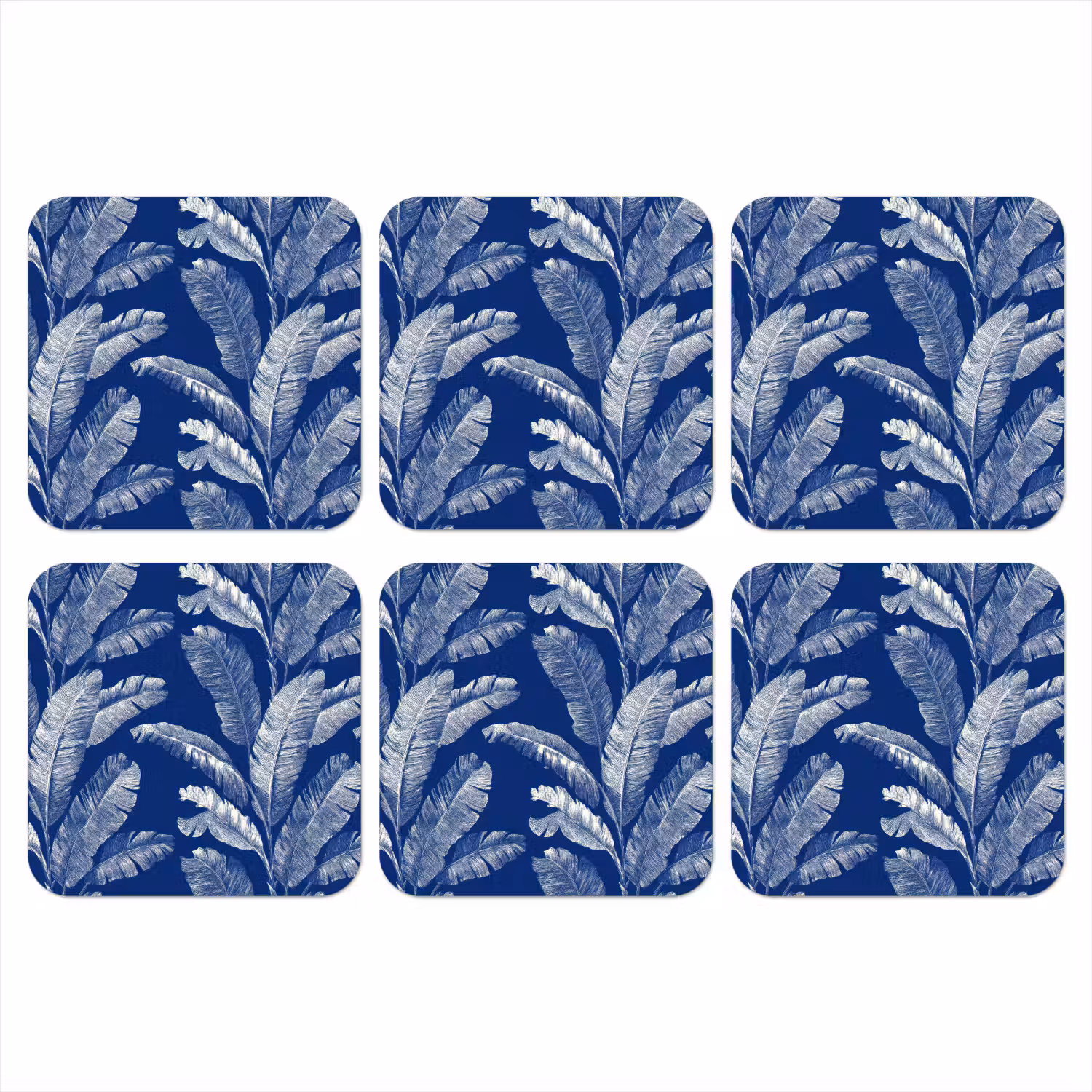 Blad - Palm - Blauw onderzetter kurk middel 366 -3d