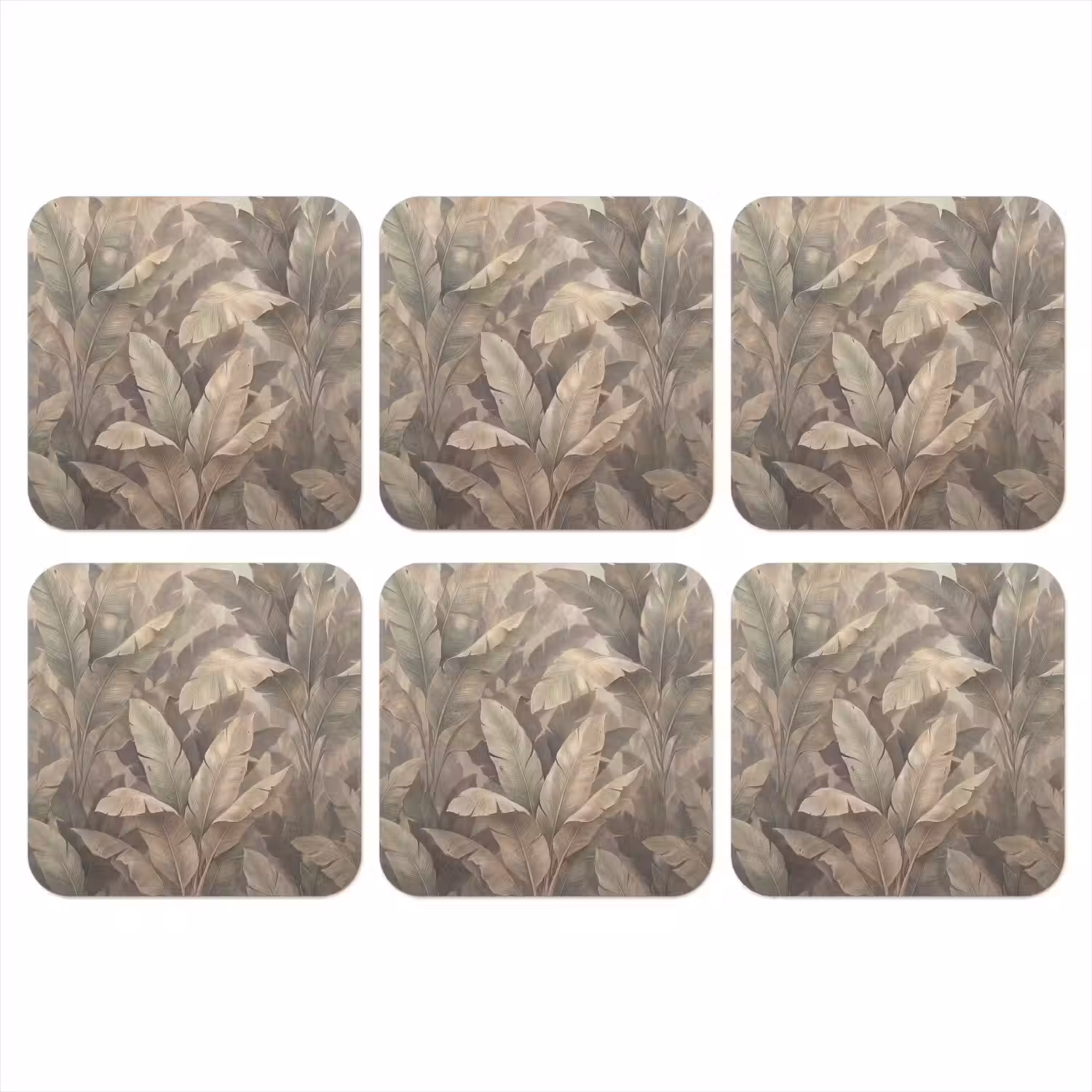 Bladeren - Tropisch - Natuur - Modern - Beige onderzetter kurk middel -3d