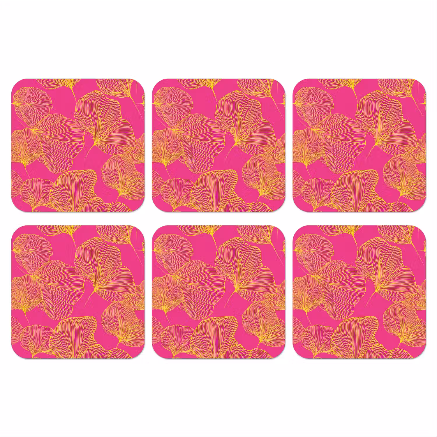 Bladeren - Nerven - Grafisch - Roze onderzetter kurk middel -3d
