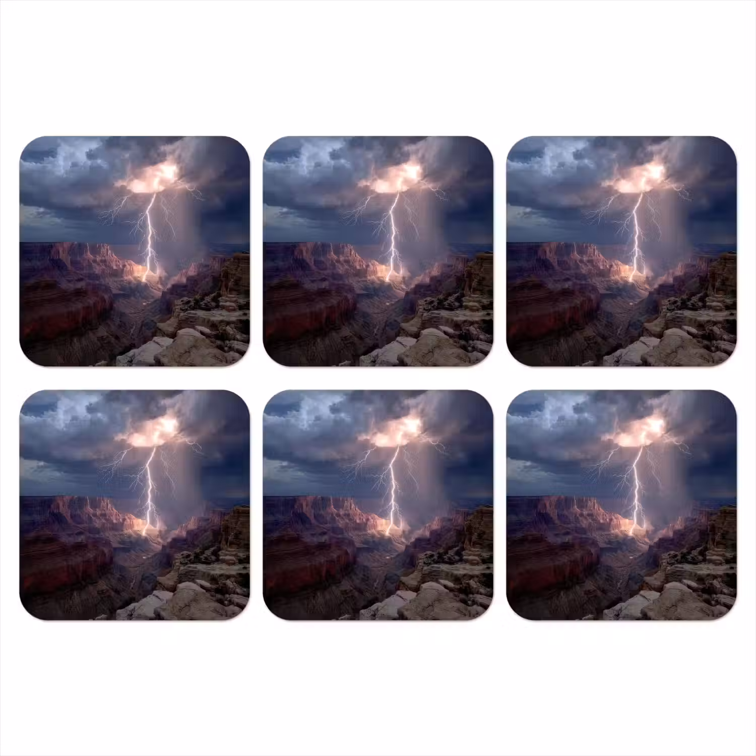 Bliksem - Wolken - Canyon onderzetter kurk middel -3d