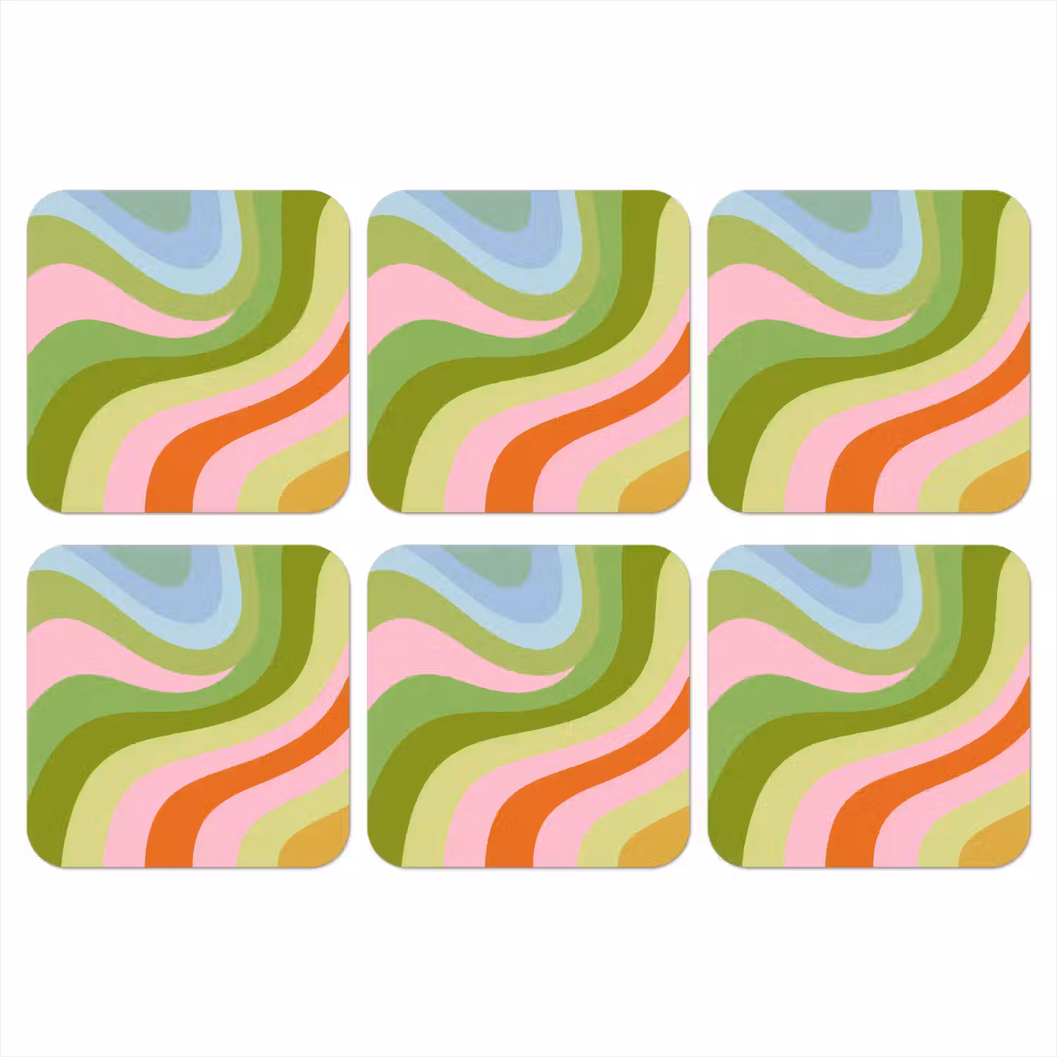 Lijnen - Pasteltinten - Golvend onderzetter kurk middel -3d