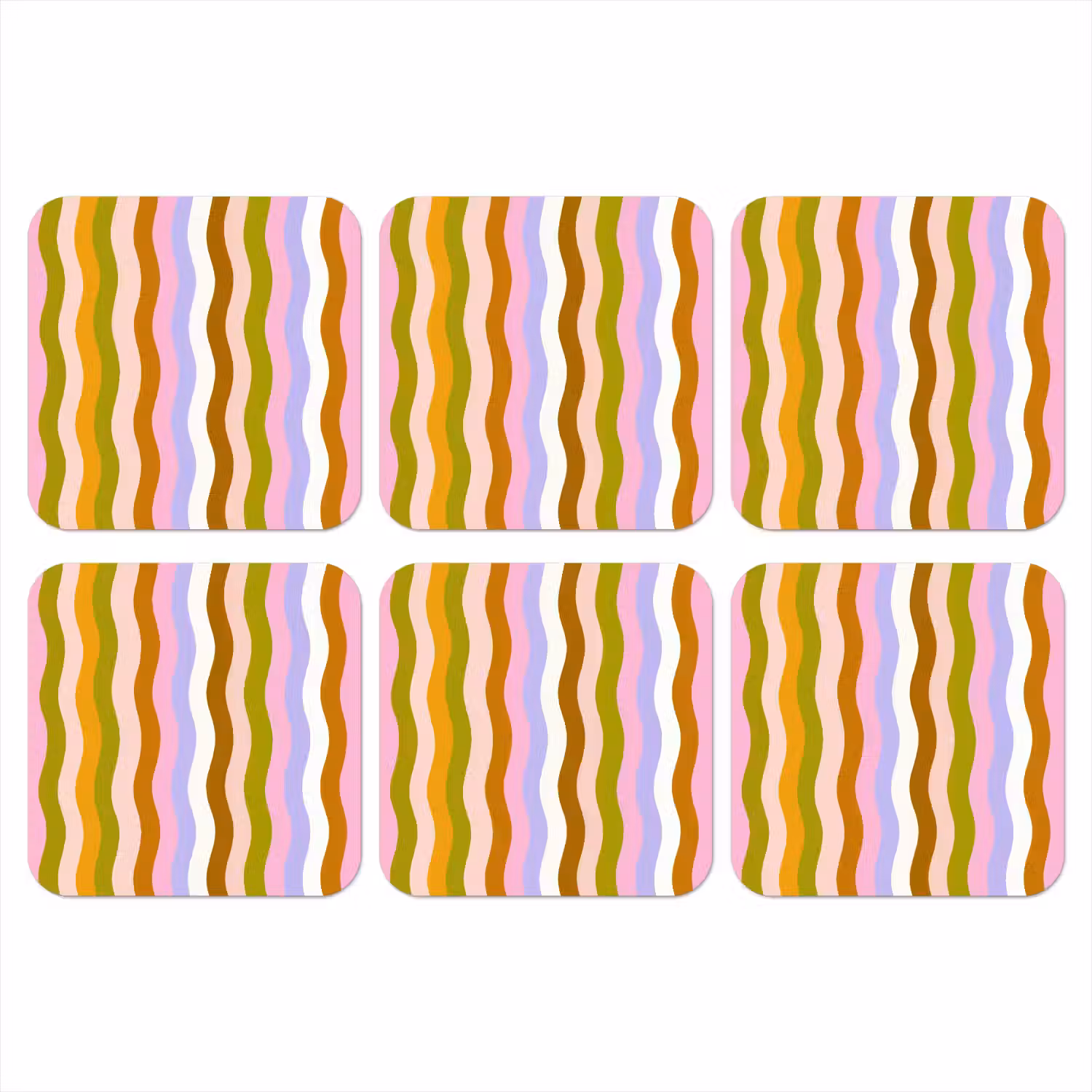 lijnen - Golven - Pastelkleuren - Patroon onderzetter kurk middel -3d