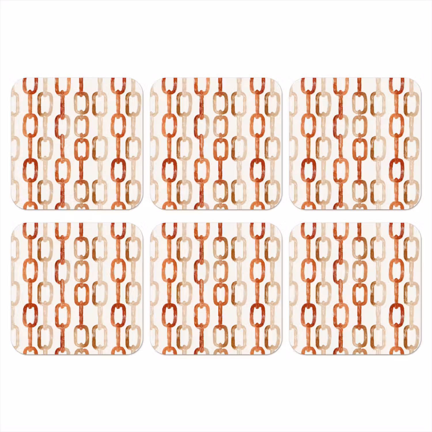 Schakels - Patroon - Aquarel - Terracotta onderzetter kurk middel 366 -3d