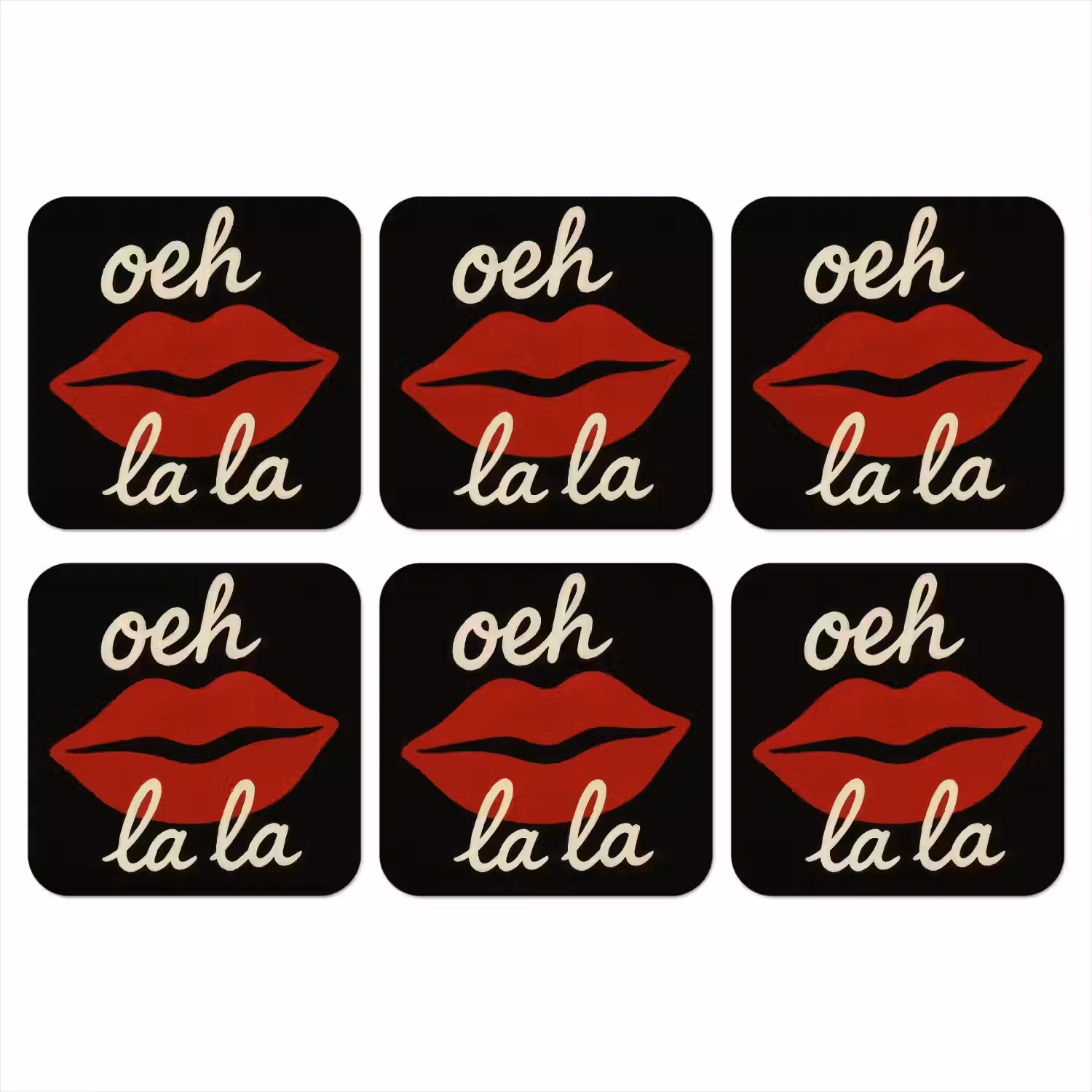 Lip - Rood - Quote onderzetter kurk middel -3d