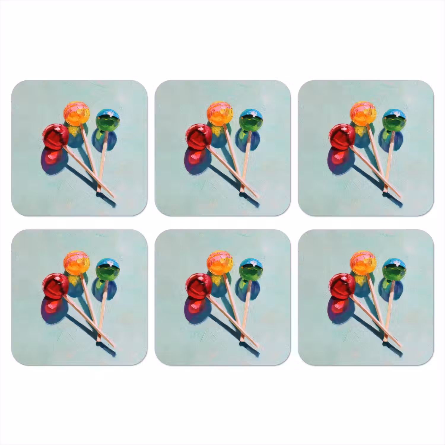 Lollys - Schaduw - Drie - Blauw onderzetter kurk middel -3d
