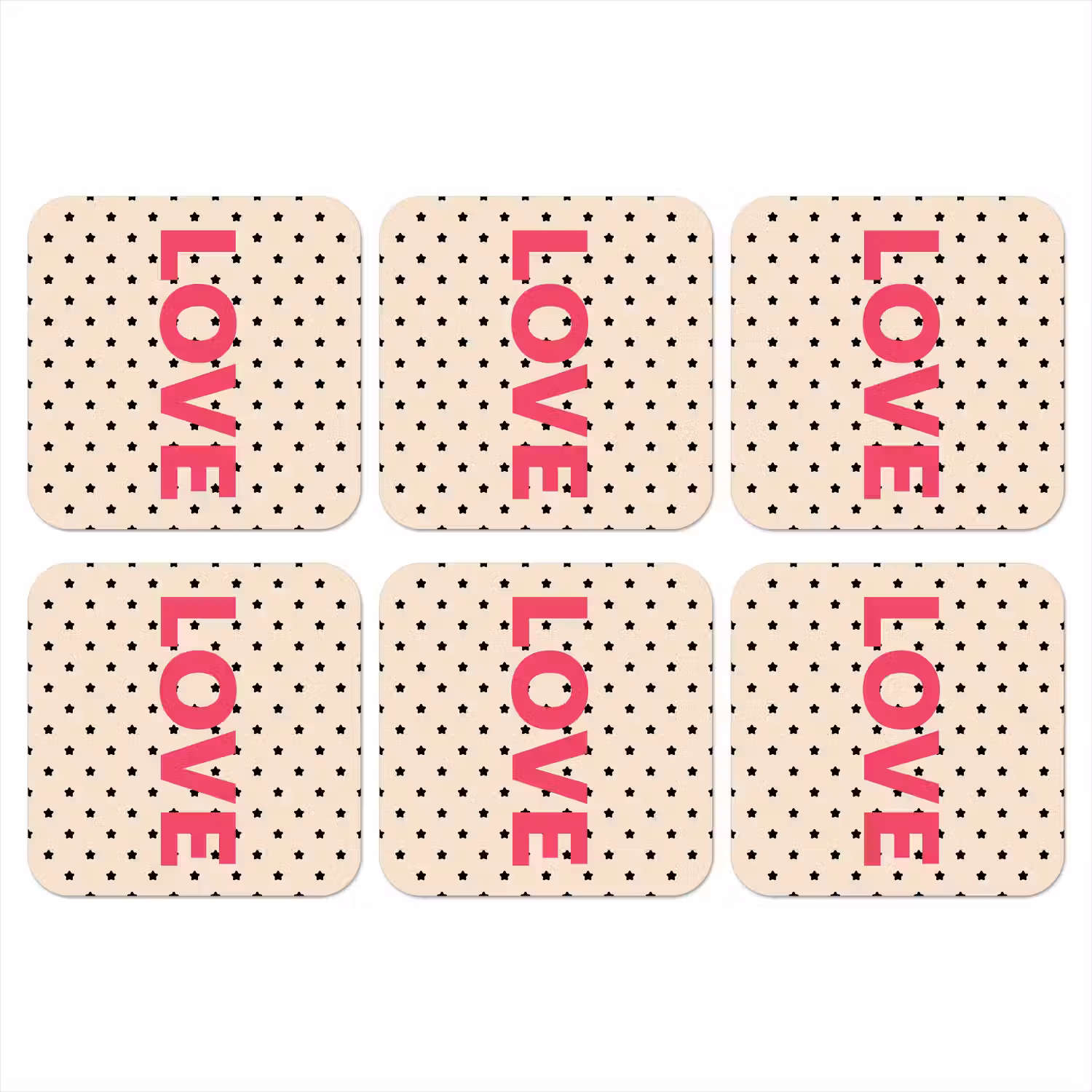 Love - Stippen - Roze onderzetter kurk middel -3d