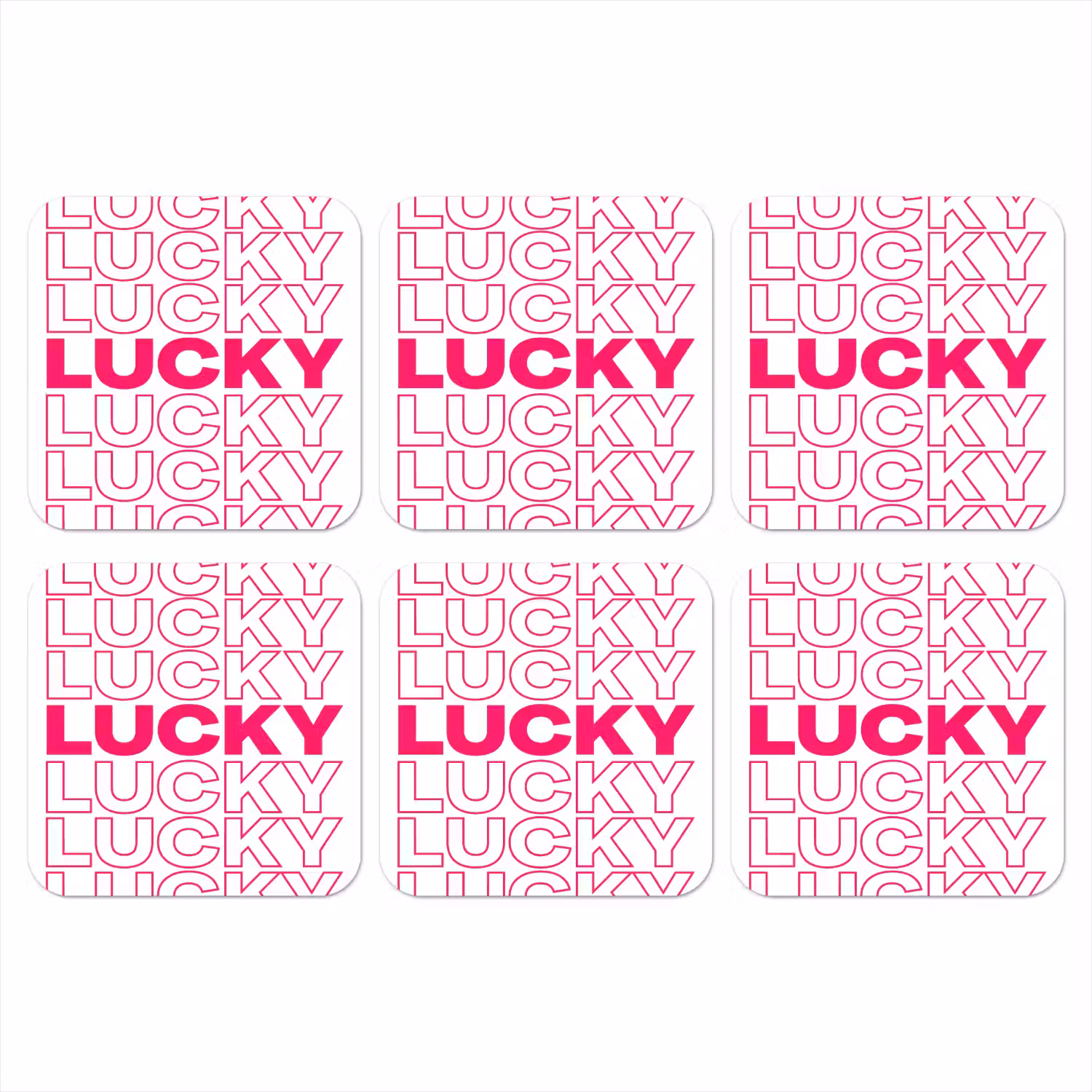 Lucky - Roze - Patroon onderzetter kurk middel -3d