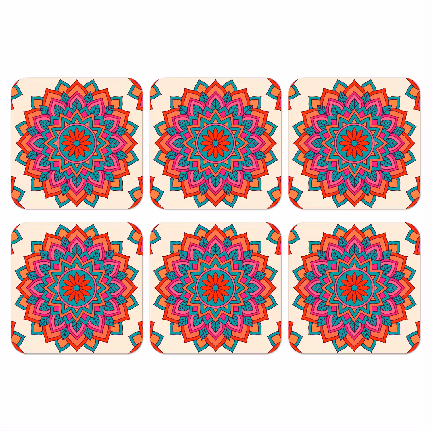 Mandala - Patroon - Abstract - Kleurrijk - Modern onderzetter kurk middel -3d
