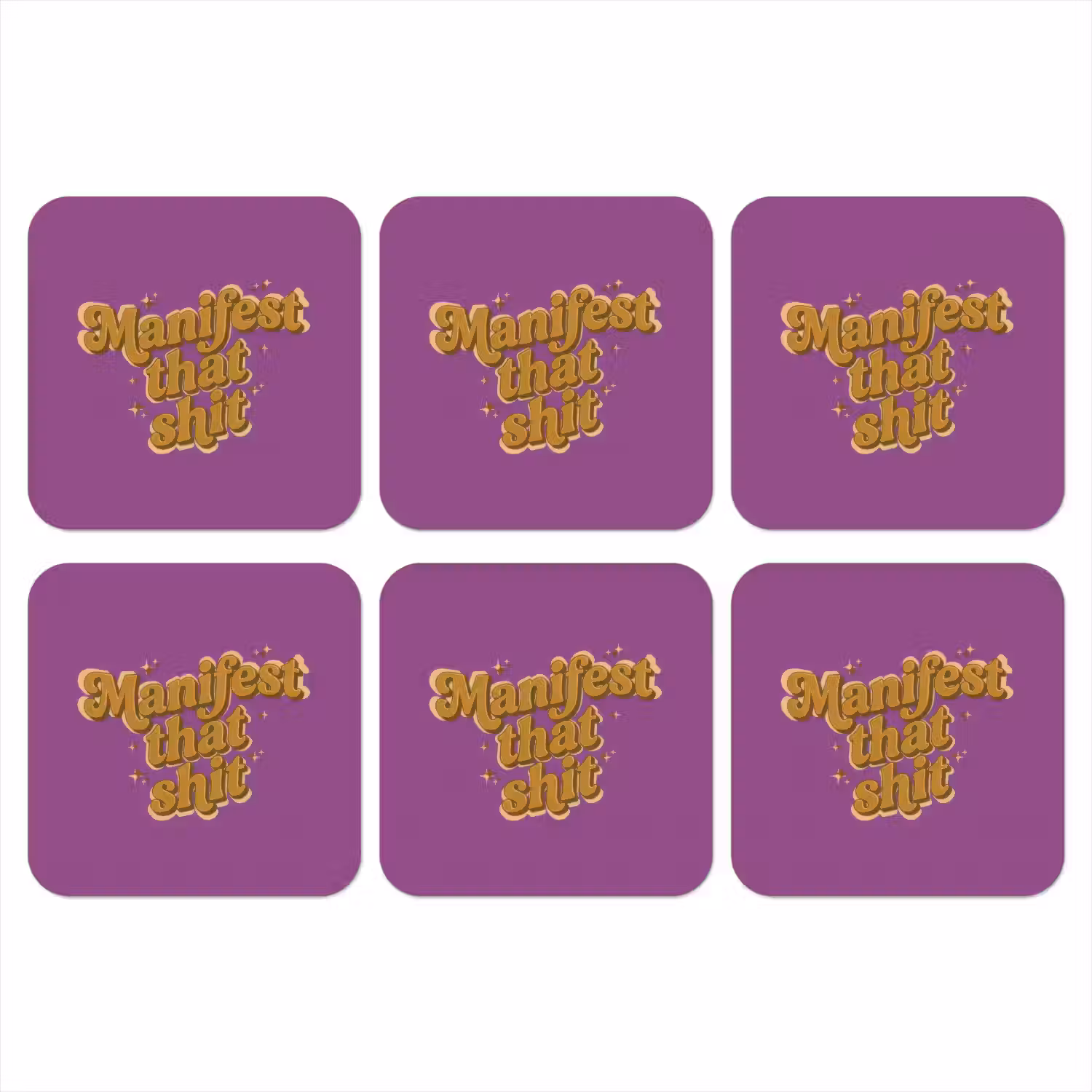 Manifest that shit - Paars - Glitter onderzetter kurk middel -3d