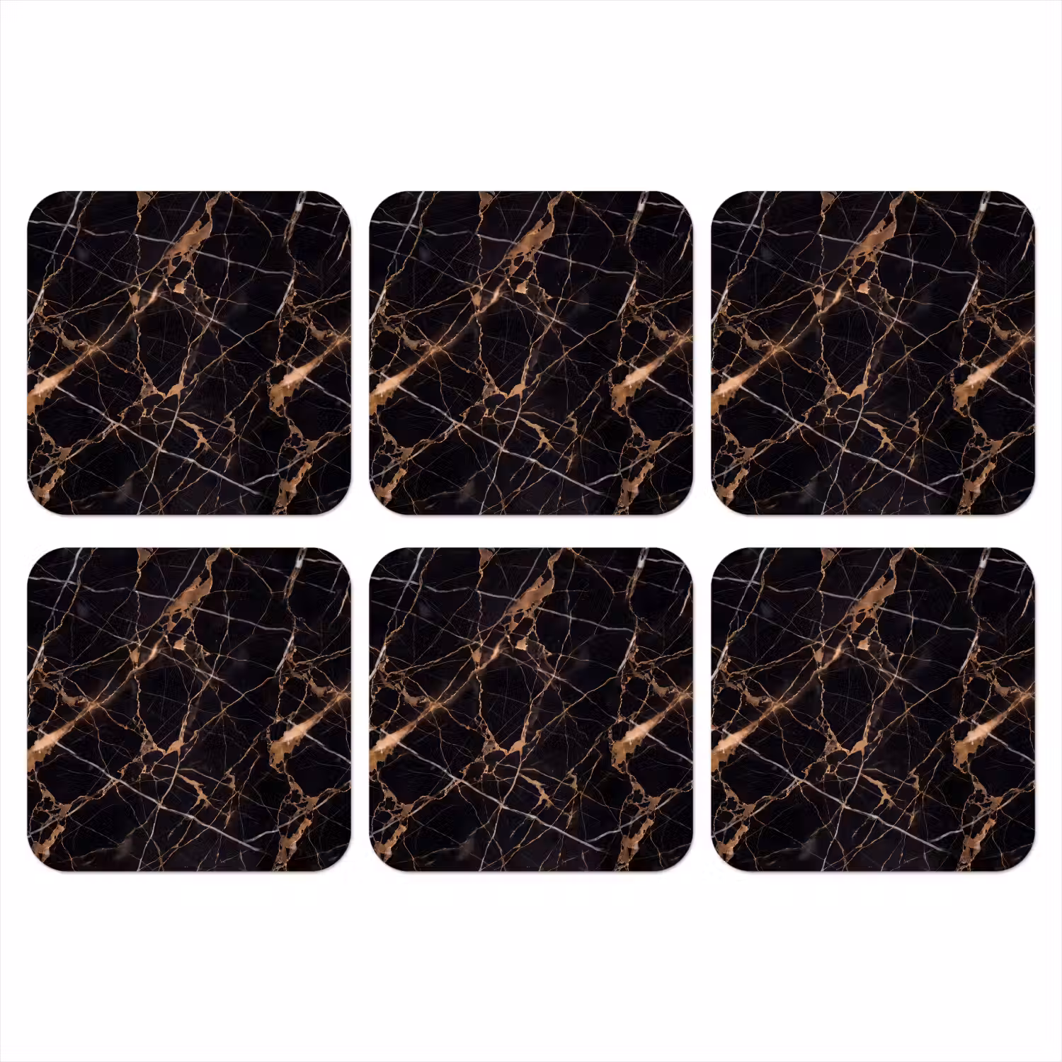 Marmer - Goud - Abstract - Zwart onderzetter kurk middel -3d