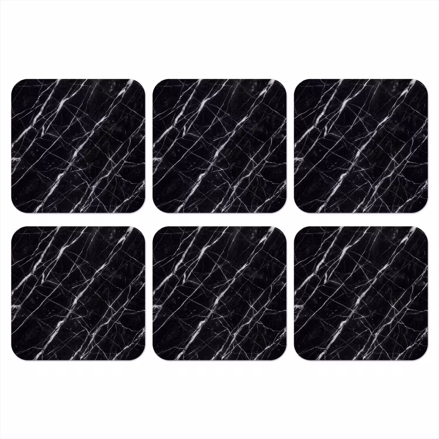 Marmer - Aders - Abstract - Zwart onderzetter kurk middel -3d