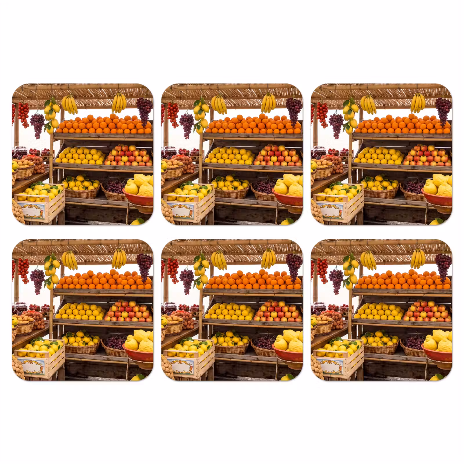 Coaster - Market Stall - Fruit - Fresh - Marktkraam - Fruit - Vers onderzetter kurk middel