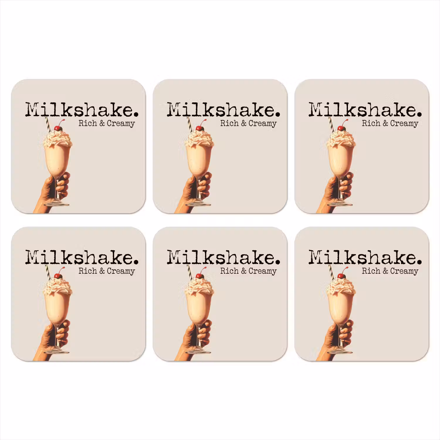 Milkshake - Kers - Rietje onderzetter kurk middel -3d