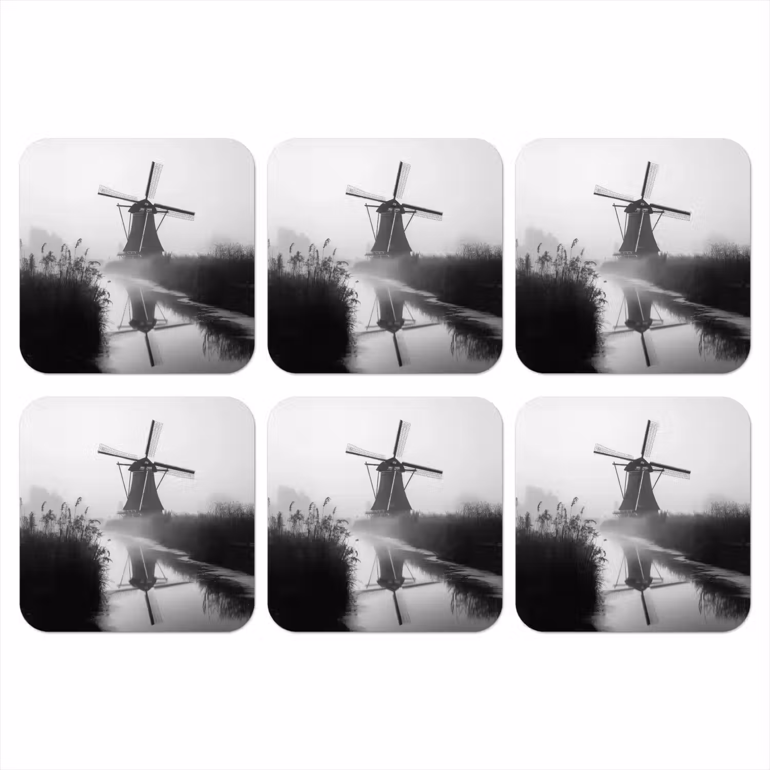 Molen - Weerspiegeling - Landschap - Water onderzetter kurk middel -3d