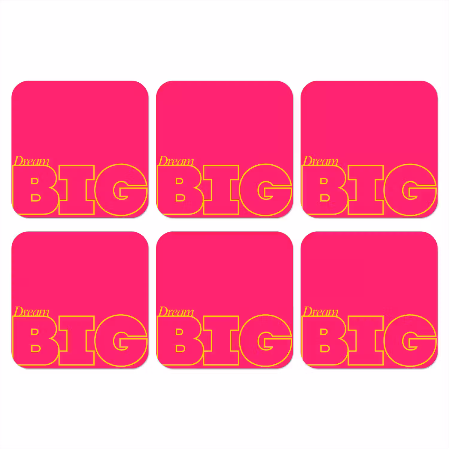 Minimalistisch - Roze - Dream big - Grafisch onderzetter kurk middel -3d