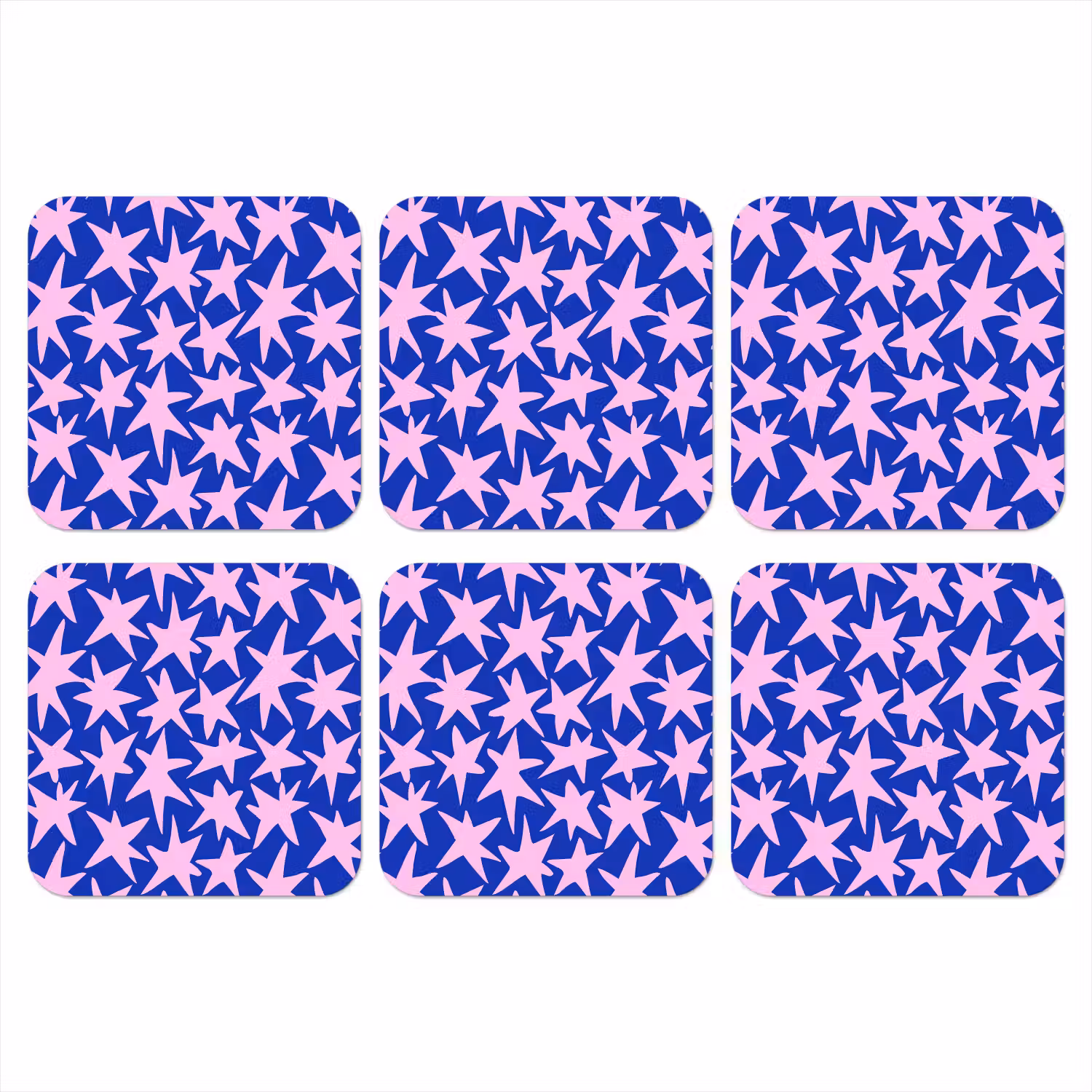 Modern - Sterren - Blauw onderzetter kurk middel 366 -3d