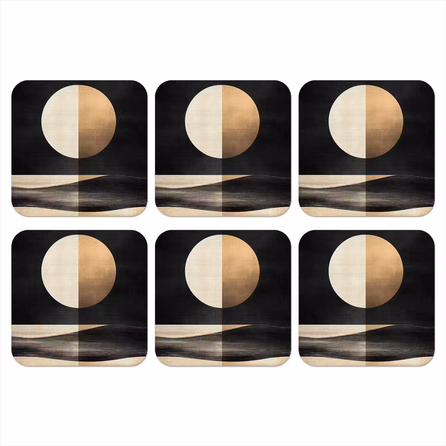 Maan - Cirkel - Goud onderzetter kurk middel -3d